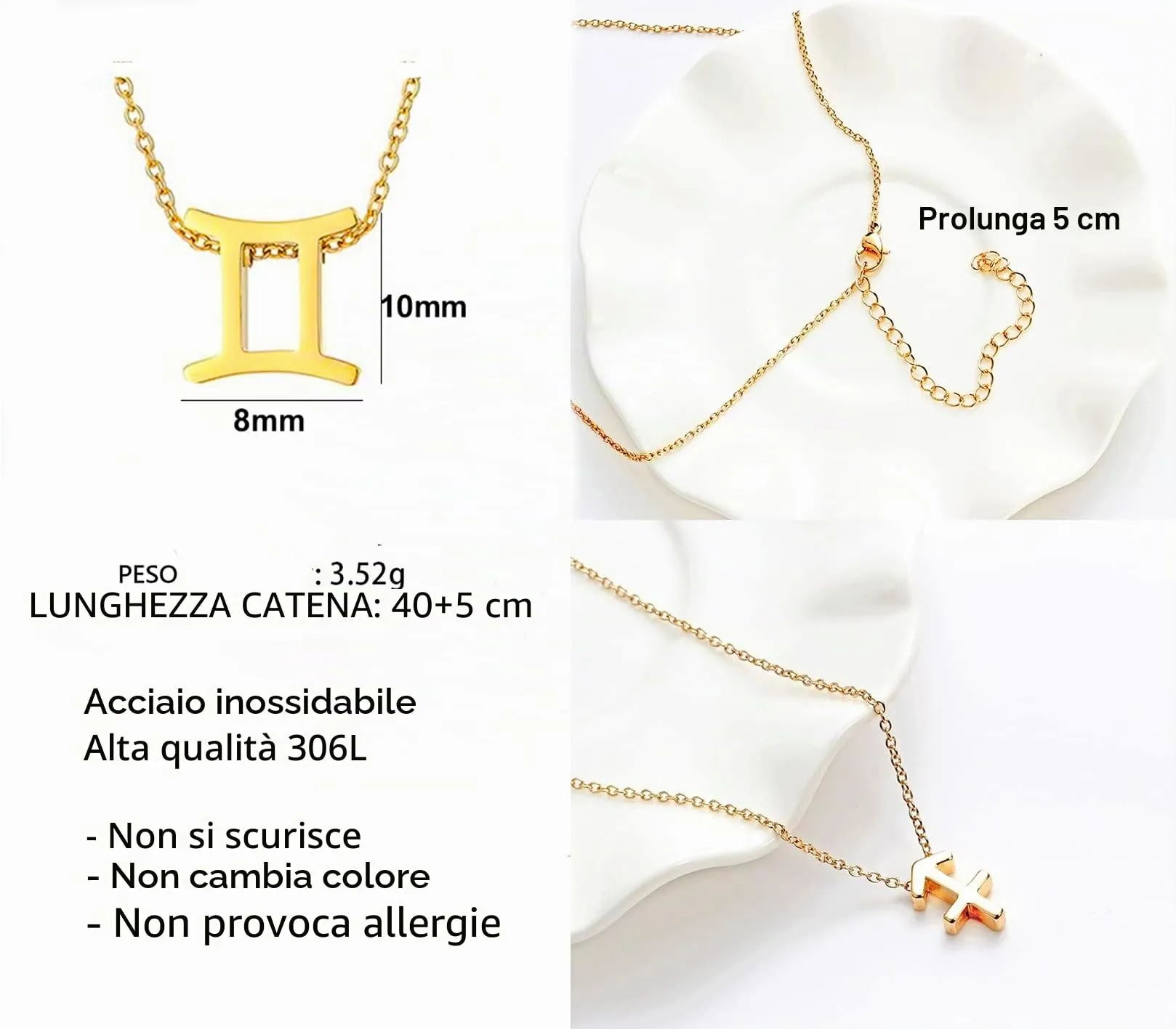 Only faith Collana del segno zodiacale in acciaio inossidabile, bella carta di significato del segno zodiacale, ciondolo oroscopo per le donne o l'uomo regalo. - immagine 4