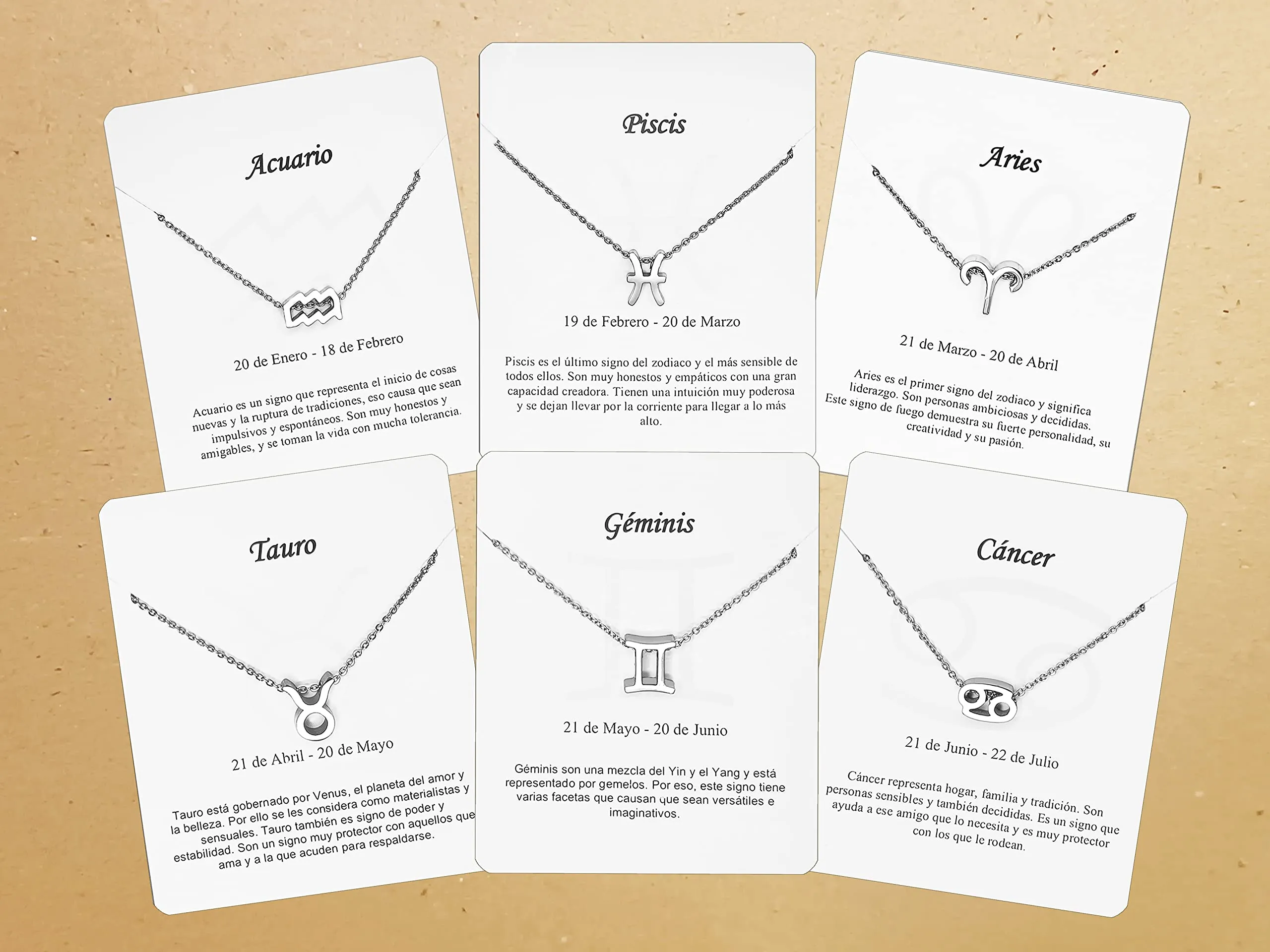 Only faith Collana del segno zodiacale in acciaio inossidabile, bella carta di significato del segno zodiacale, ciondolo oroscopo per le donne o l'uomo regalo. - immagine 5