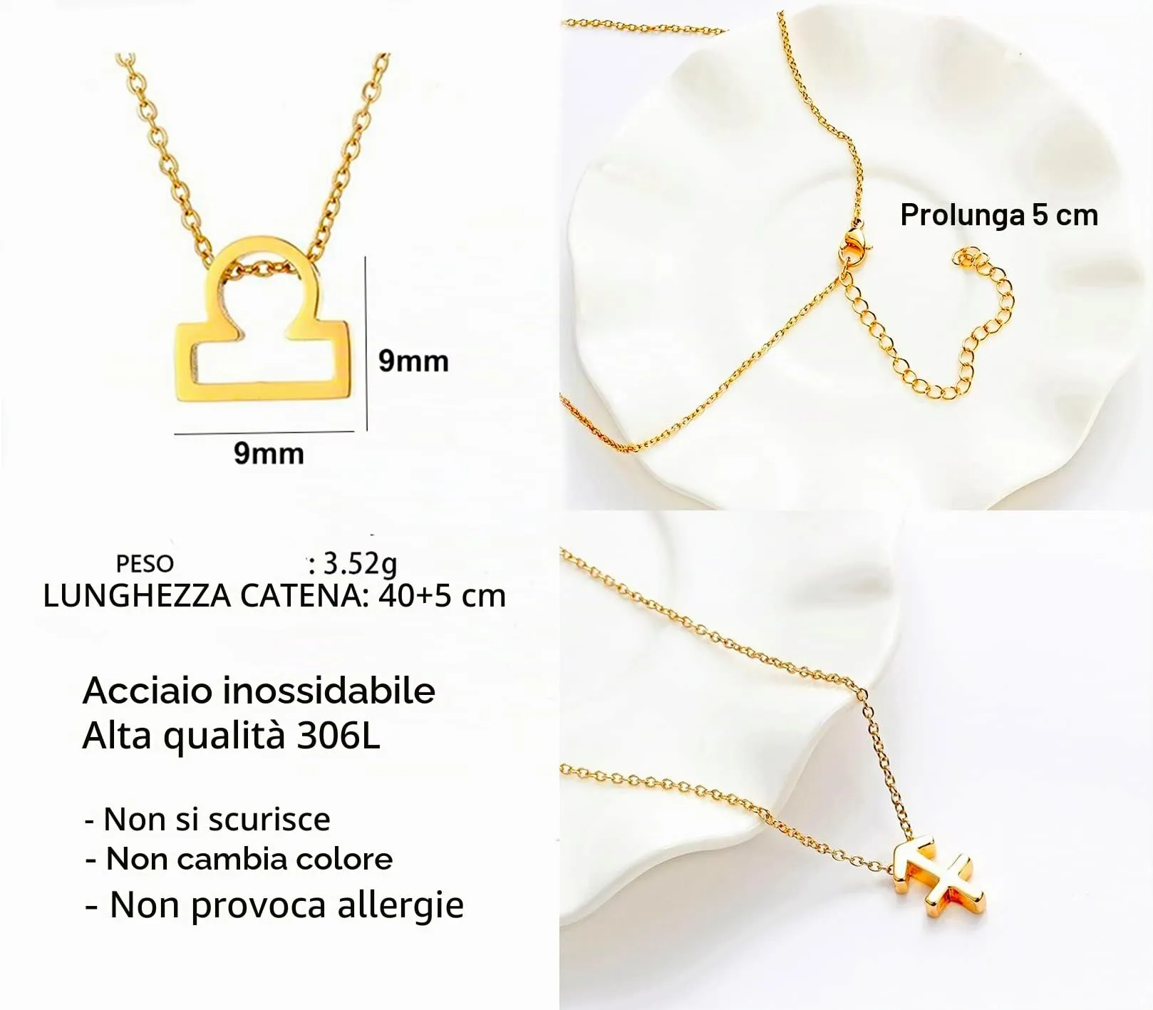 Only faith Collana del segno zodiacale in acciaio inossidabile, bella carta di significato del segno zodiacale, ciondolo oroscopo per le donne o l'uomo regalo. - immagine 4