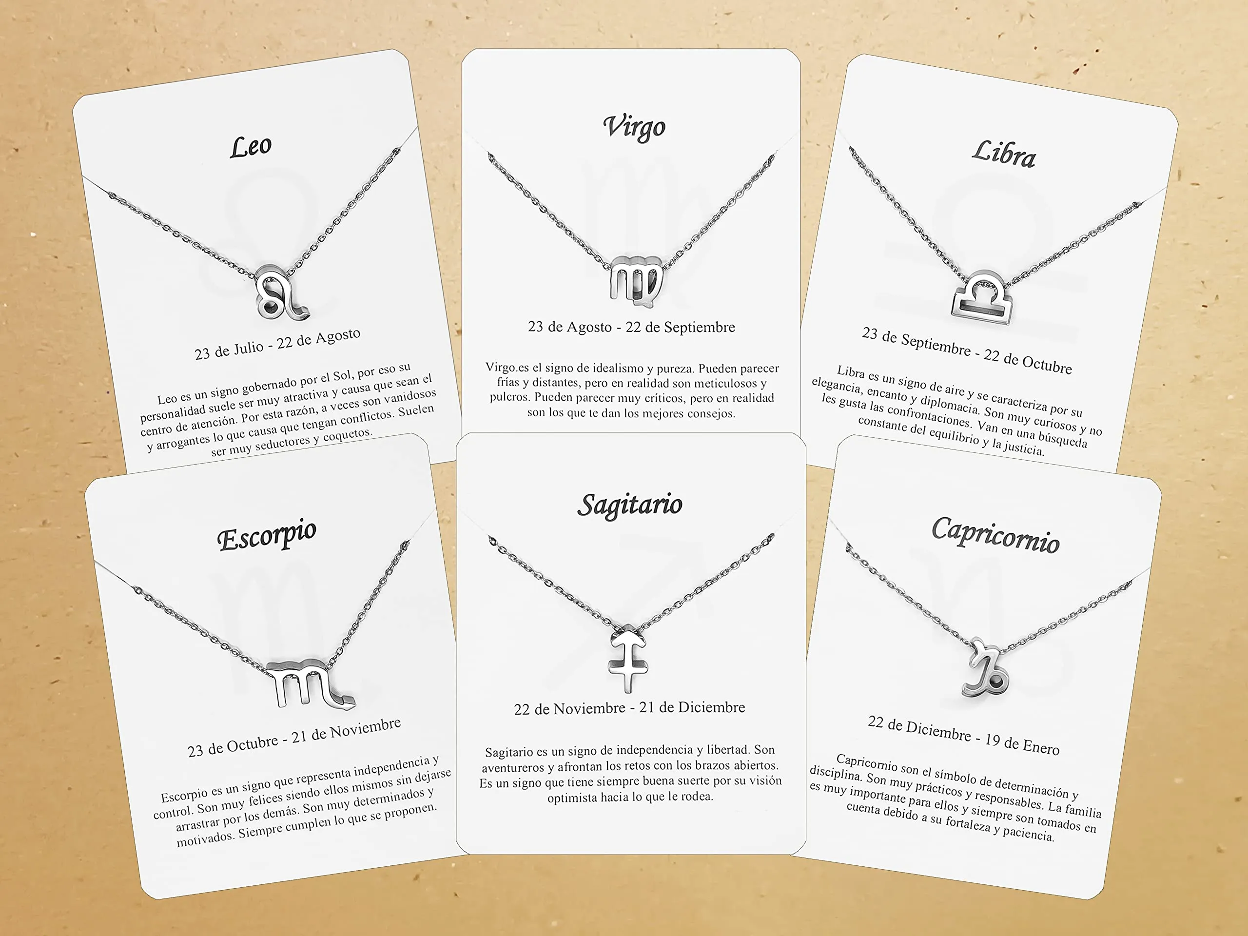 Only faith Collana del segno zodiacale in acciaio inossidabile, bella carta di significato del segno zodiacale, ciondolo oroscopo per le donne o l'uomo regalo. - immagine 5