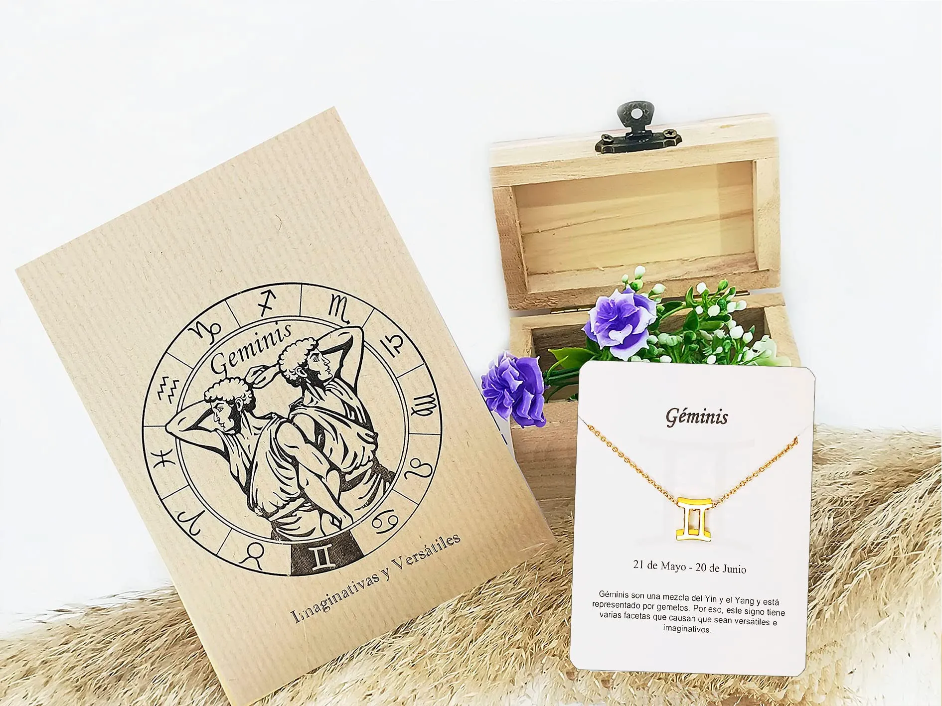 Only faith Collana del segno zodiacale in acciaio inossidabile, bella carta di significato del segno zodiacale, ciondolo oroscopo per le donne o l'uomo regalo. - immagine 2