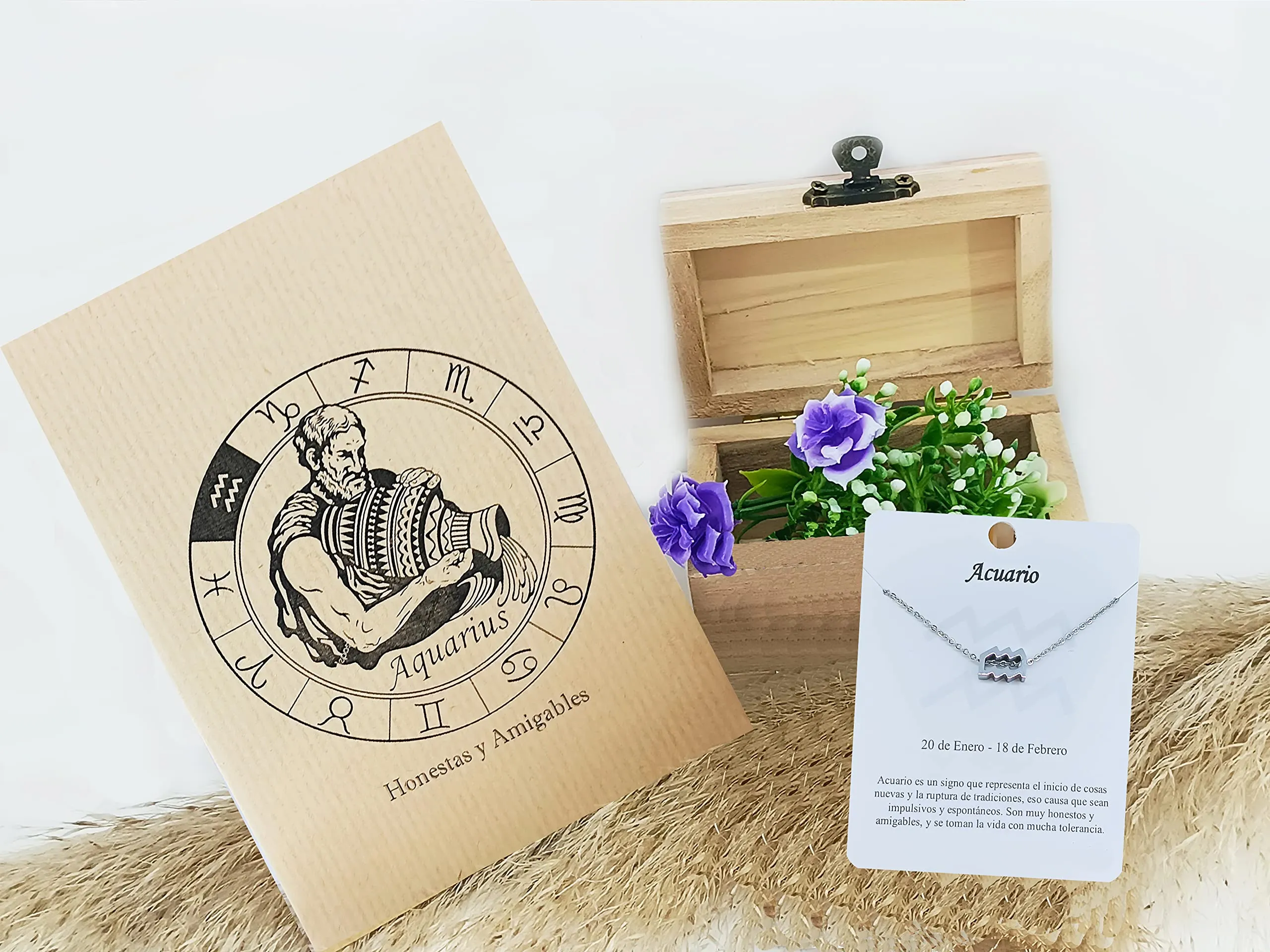 Only faith Collana del segno zodiacale in acciaio inossidabile, bella carta di significato del segno zodiacale, ciondolo oroscopo per le donne o l'uomo regalo. - immagine 2
