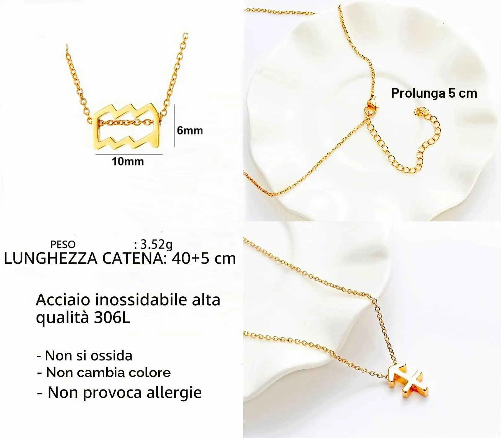 Only faith Collana del segno zodiacale in acciaio inossidabile, bella carta di significato del segno zodiacale, ciondolo oroscopo per le donne o l'uomo regalo. - immagine 4