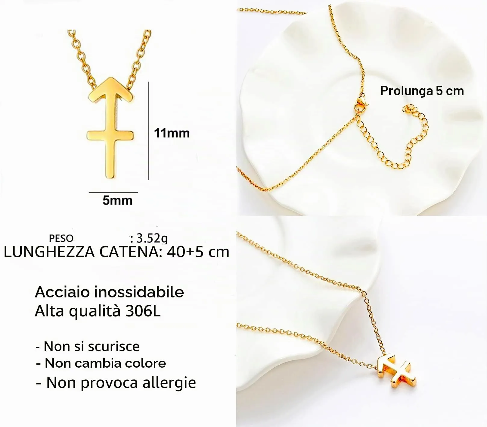 Only faith Collana del segno zodiacale in acciaio inossidabile, bella carta di significato del segno zodiacale, ciondolo oroscopo per le donne o l'uomo regalo. - immagine 4