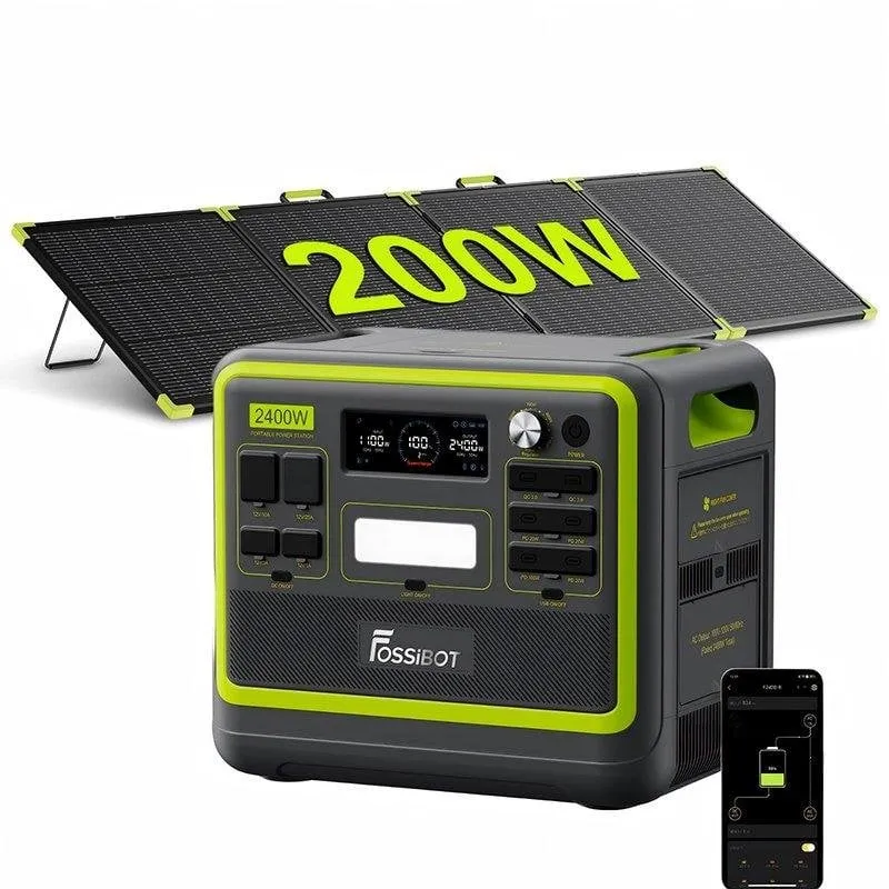 Stazione di energia Fossibot F2400 2048Wh 2400W 3 AC LiFePO4 + pannello 200W - immagine 1