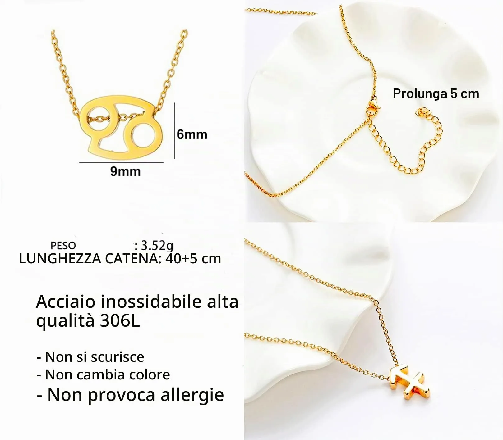 Only faith Collana del segno zodiacale in acciaio inossidabile, bella carta di significato del segno zodiacale, ciondolo oroscopo per le donne o l'uomo regalo. - immagine 4