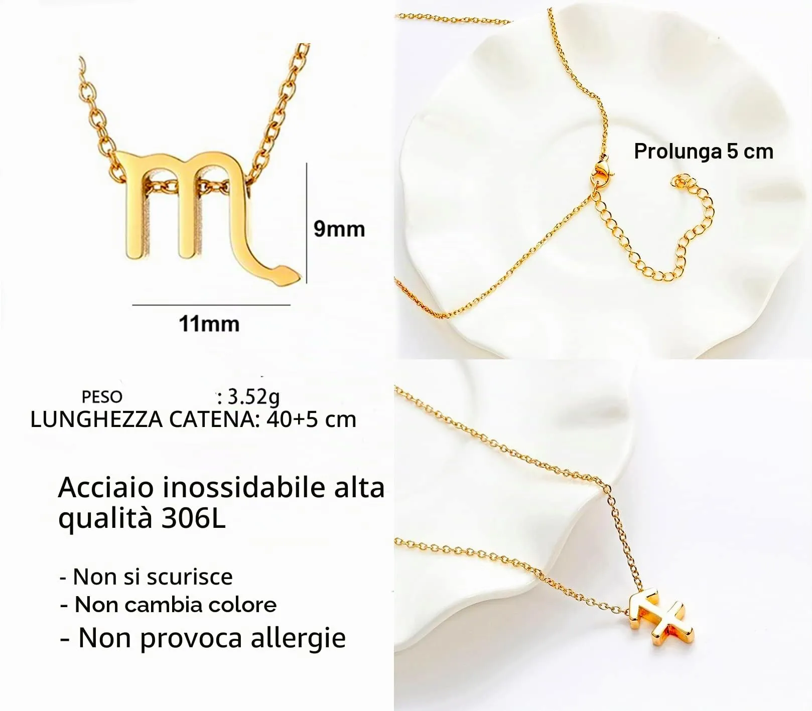 Only faith Collana del segno zodiacale in acciaio inossidabile, bella carta di significato del segno zodiacale, ciondolo oroscopo per le donne o l'uomo regalo. - immagine 4