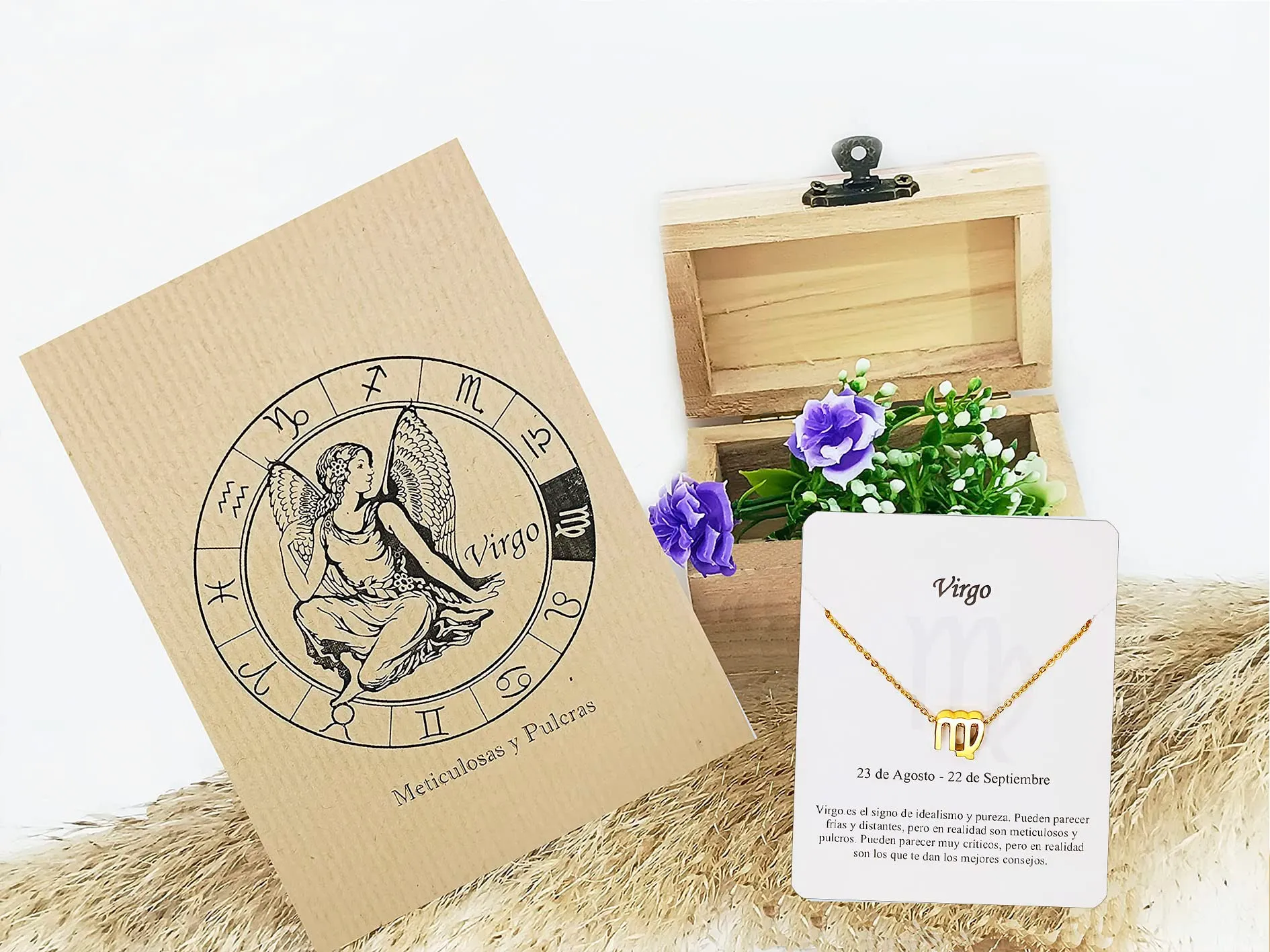 Only faith Collana del segno zodiacale in acciaio inossidabile, bella carta di significato del segno zodiacale, ciondolo oroscopo per le donne o l'uomo regalo. - immagine 2