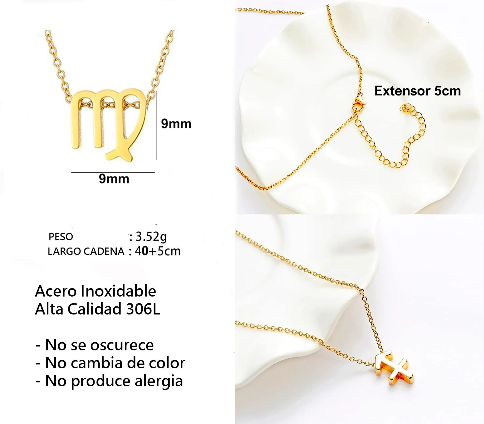 Only faith Collana del segno zodiacale in acciaio inossidabile, bella carta di significato del segno zodiacale, ciondolo oroscopo per le donne o l'uomo regalo. - immagine 4