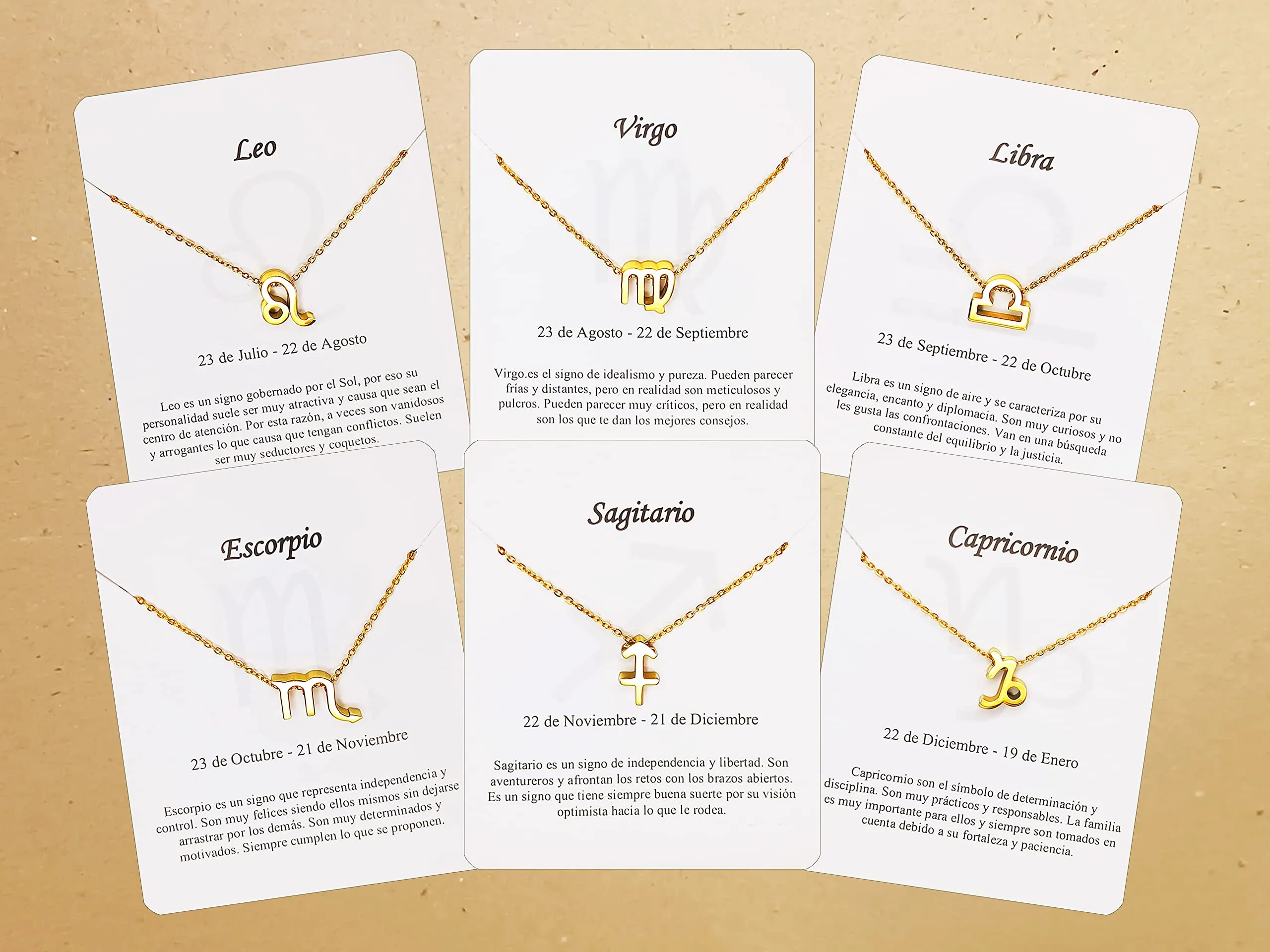 Only faith Collana del segno zodiacale in acciaio inossidabile, bella carta di significato del segno zodiacale, ciondolo oroscopo per le donne o l'uomo regalo. - immagine 5