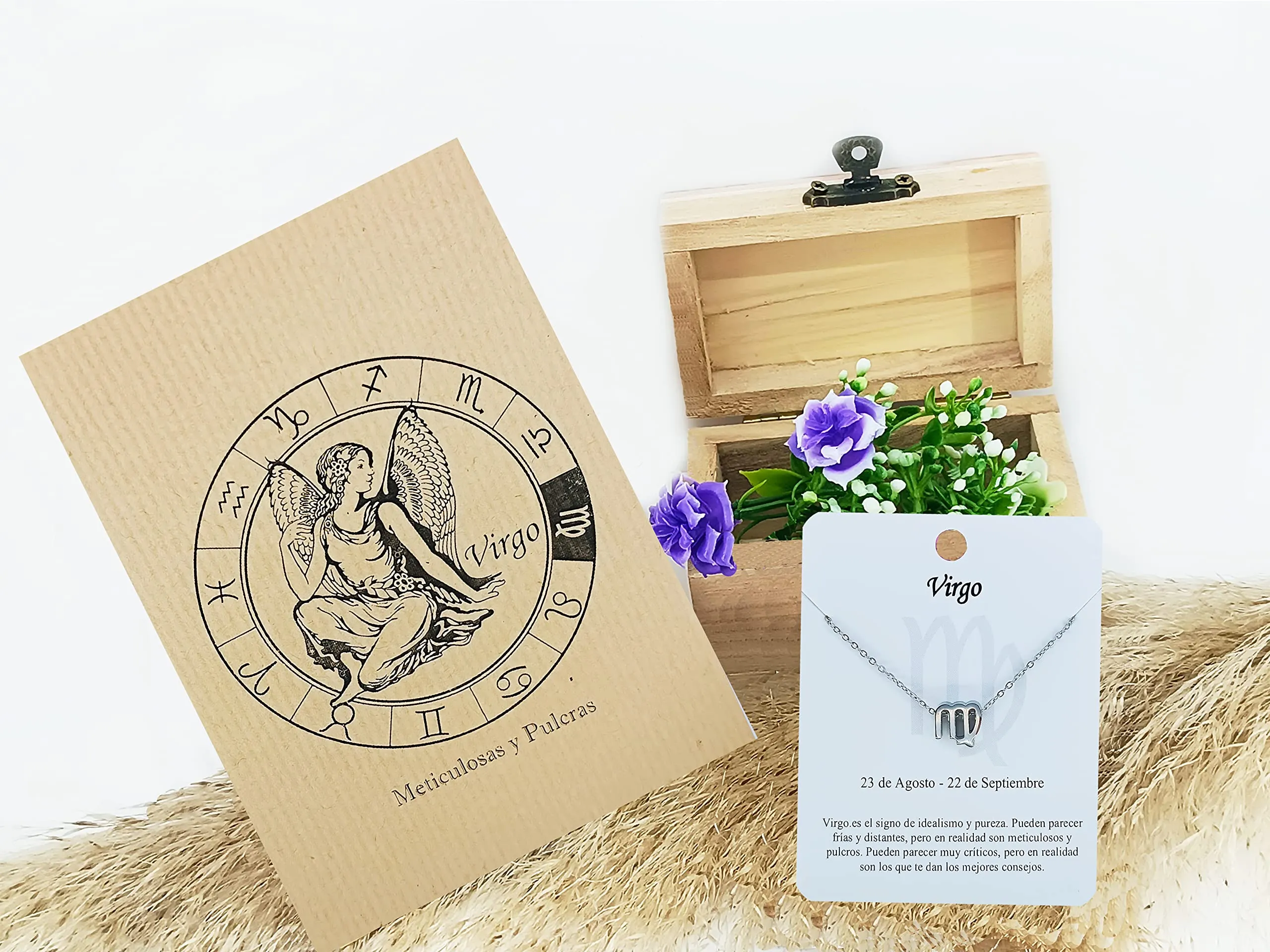 Only faith Collana del segno zodiacale in acciaio inossidabile, bella carta di significato del segno zodiacale, ciondolo oroscopo per le donne o l'uomo regalo. - immagine 2
