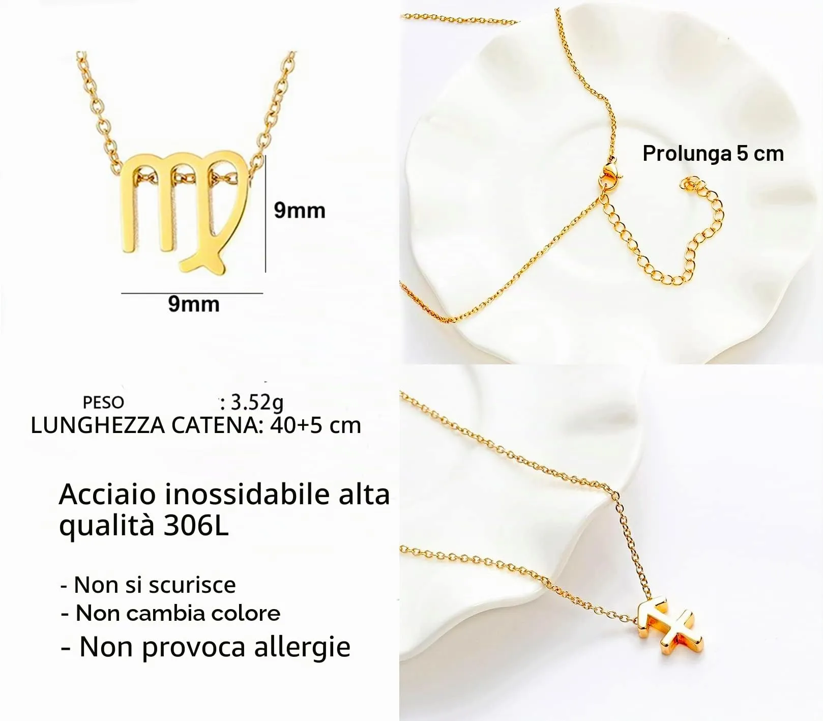 Only faith Collana del segno zodiacale in acciaio inossidabile, bella carta di significato del segno zodiacale, ciondolo oroscopo per le donne o l'uomo regalo. - immagine 4
