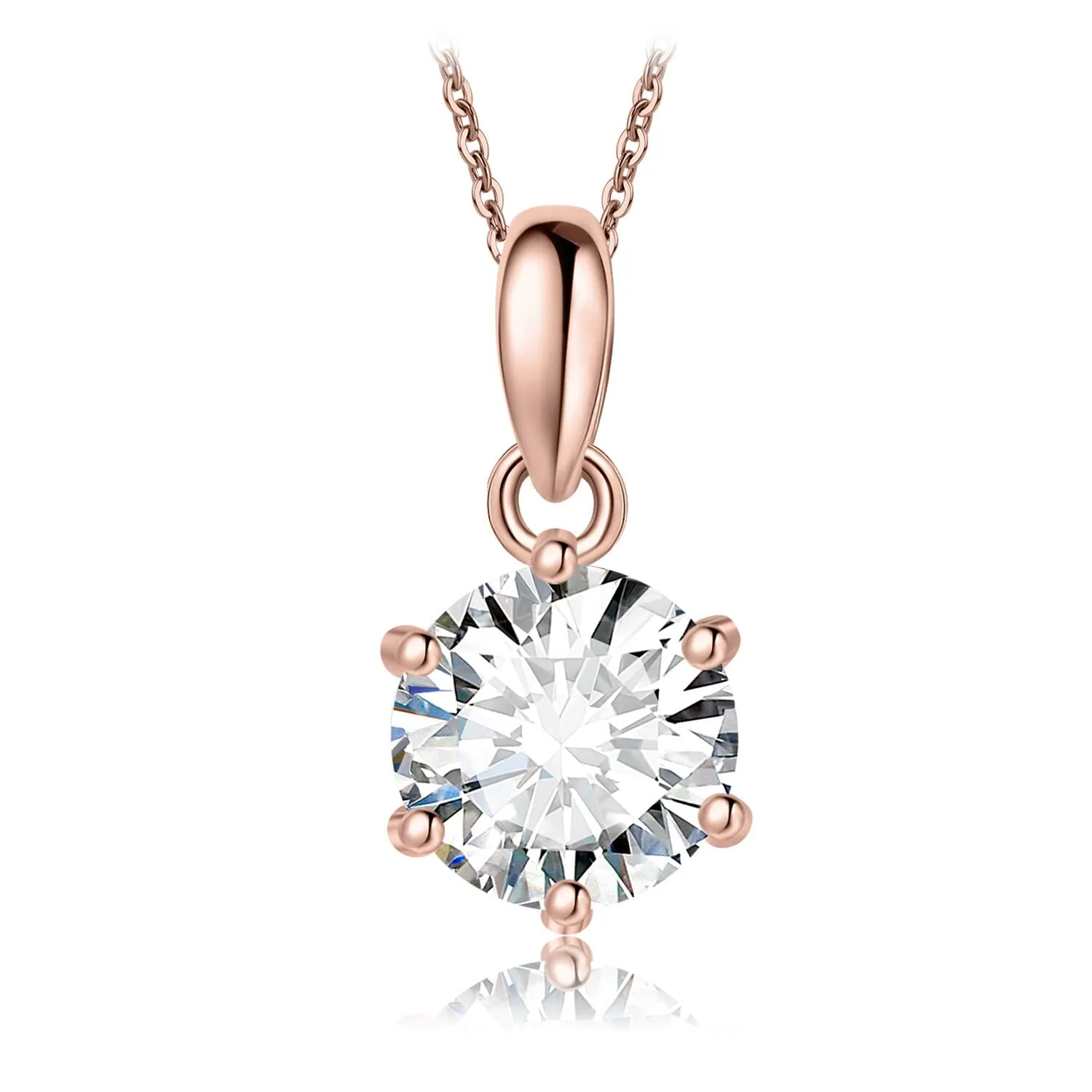 JewelryPalace 1ct Collana Solitario Donna Argento 925 con Creato Moissanite, Collana Ciondolo Pietra a Taglio Rotondo con Catena Maglia 45cm, Collane Pendenti in Oro Rosa Set Gioielli Donna - immagine 1