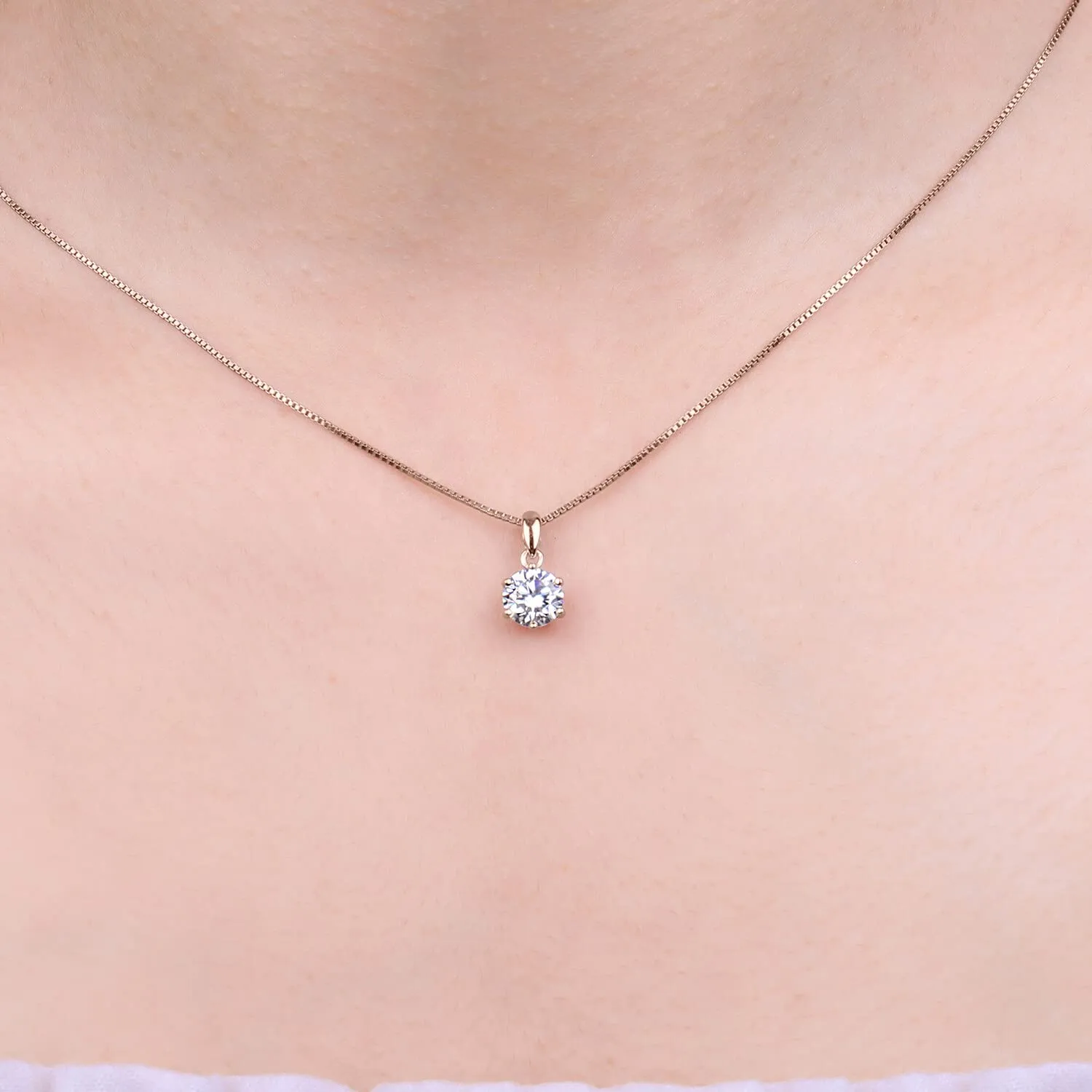 JewelryPalace 1ct Collana Solitario Donna Argento 925 con Creato Moissanite, Collana Ciondolo Pietra a Taglio Rotondo con Catena Maglia 45cm, Collane Pendenti in Oro Rosa Set Gioielli Donna - immagine 4