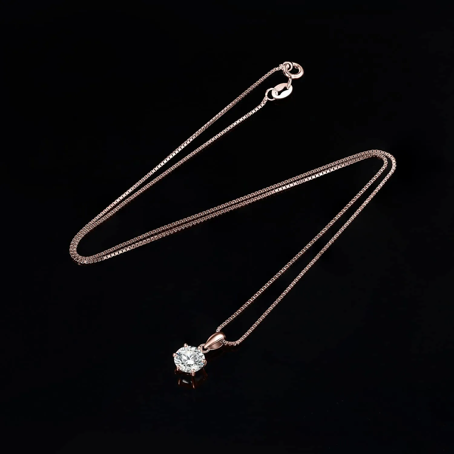 JewelryPalace 1ct Collana Solitario Donna Argento 925 con Creato Moissanite, Collana Ciondolo Pietra a Taglio Rotondo con Catena Maglia 45cm, Collane Pendenti in Oro Rosa Set Gioielli Donna - immagine 5