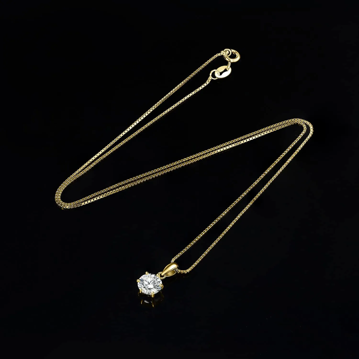 JewelryPalace 1ct Collana Solitario Donna Argento 925 con Creato Moissanite, Collana Dorata Ciondolo Pietra a Taglio Rotondo con Catena Maglia 45cm, Collane Pendenti in Oro Set Gioielli Donna - immagine 5