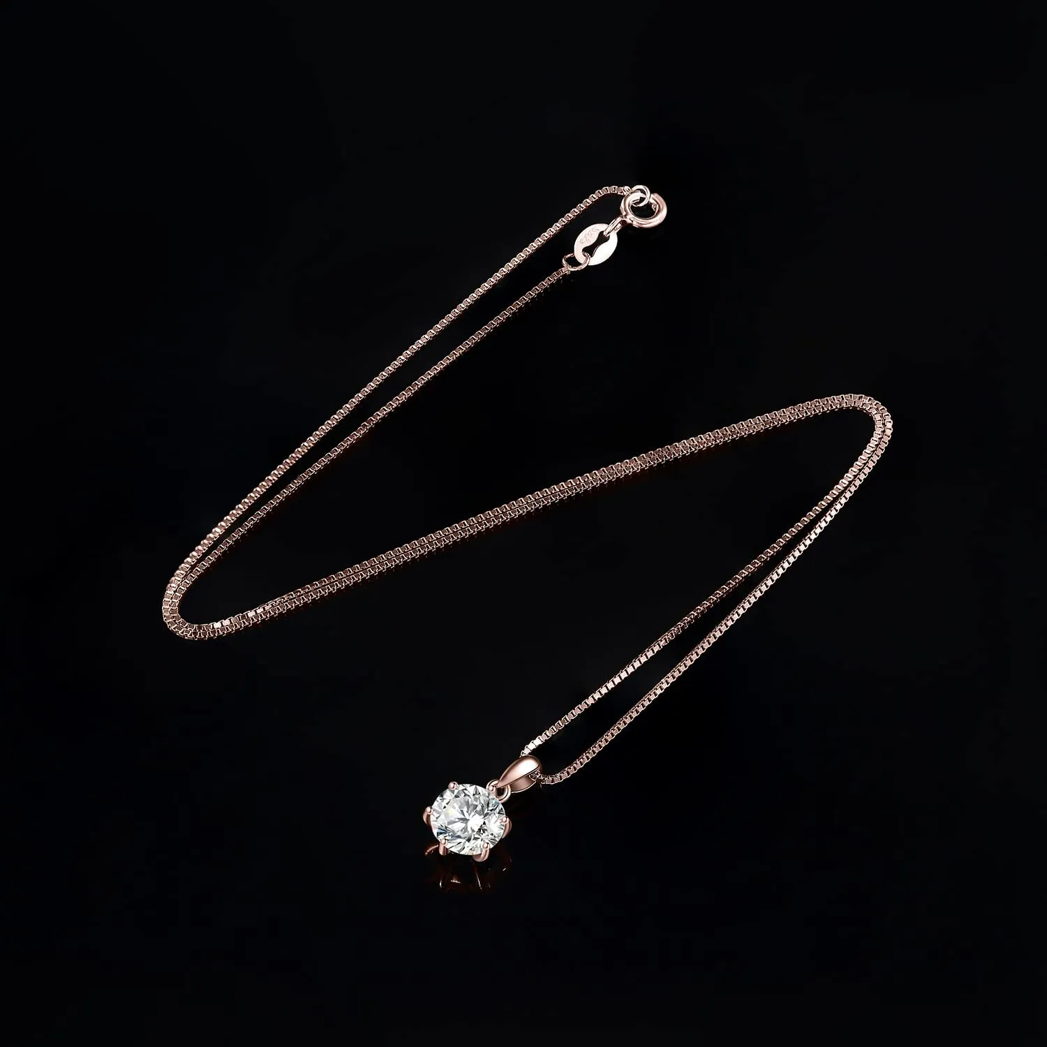 JewelryPalace 1.5ct Collana Solitario Donna Argento 925 con Creato Moissanite, Collana Ciondolo Pietra a Taglio Rotondo con Catena Maglia 45cm, Collane Pendenti in Oro Rosa Set Gioielli Donna - immagine 5