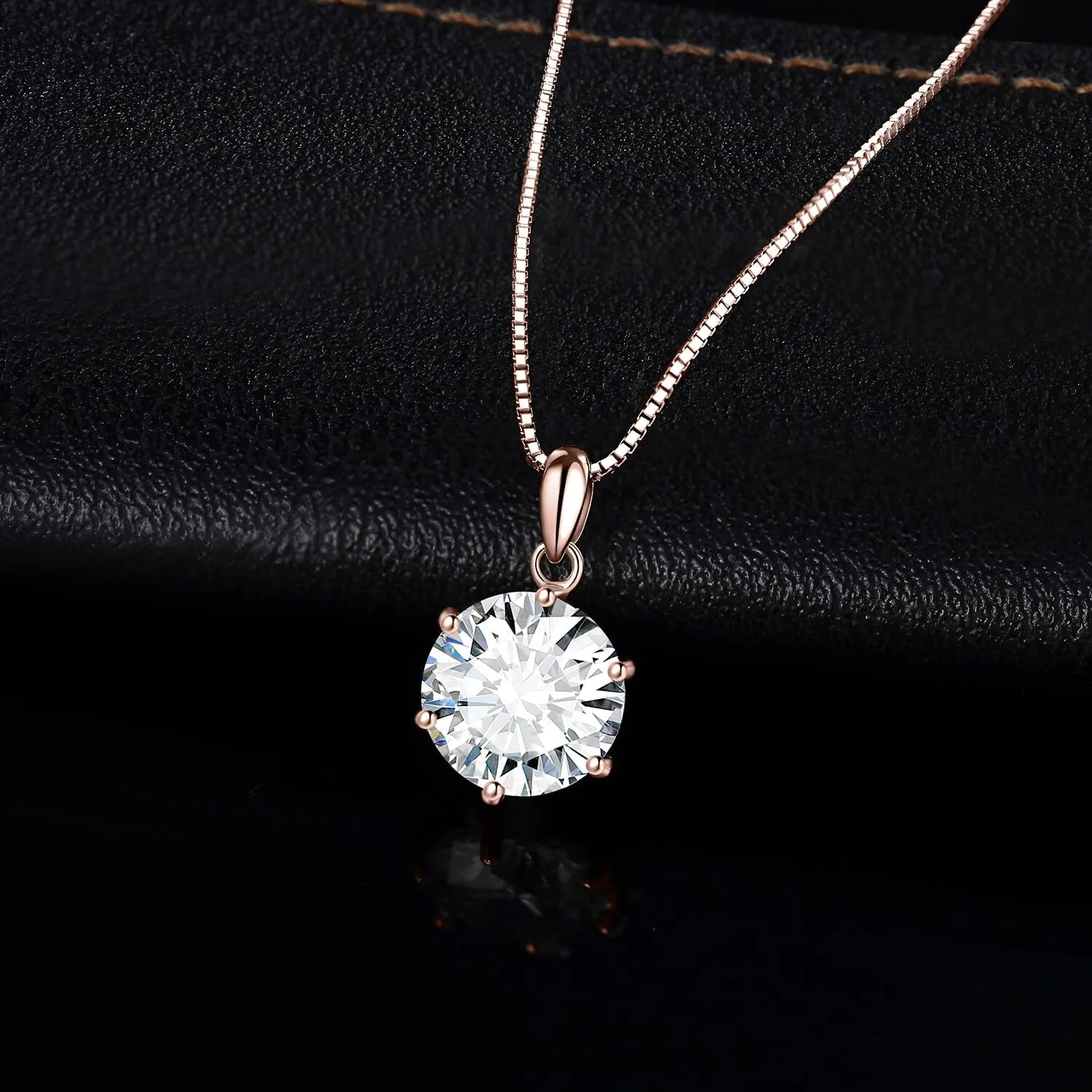 JewelryPalace 3ct Collana Solitario Donna Argento 925 con Creato Moissanite, Collana Ciondolo Pietra a Taglio Rotondo con Catena Maglia 45cm, Collane Pendenti in Oro Rosa Set Gioielli Donna - immagine 3