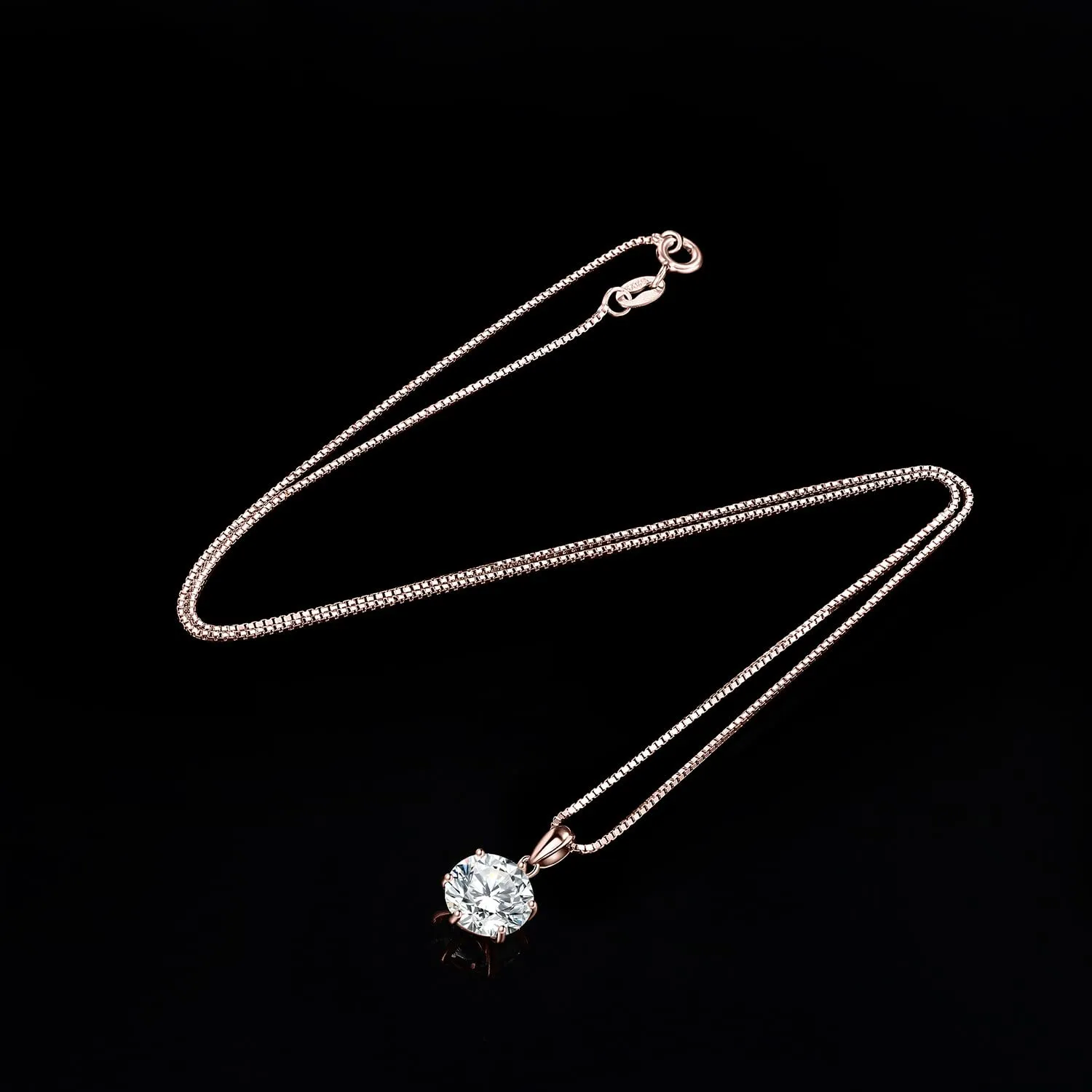 JewelryPalace 3ct Collana Solitario Donna Argento 925 con Creato Moissanite, Collana Ciondolo Pietra a Taglio Rotondo con Catena Maglia 45cm, Collane Pendenti in Oro Rosa Set Gioielli Donna - immagine 5