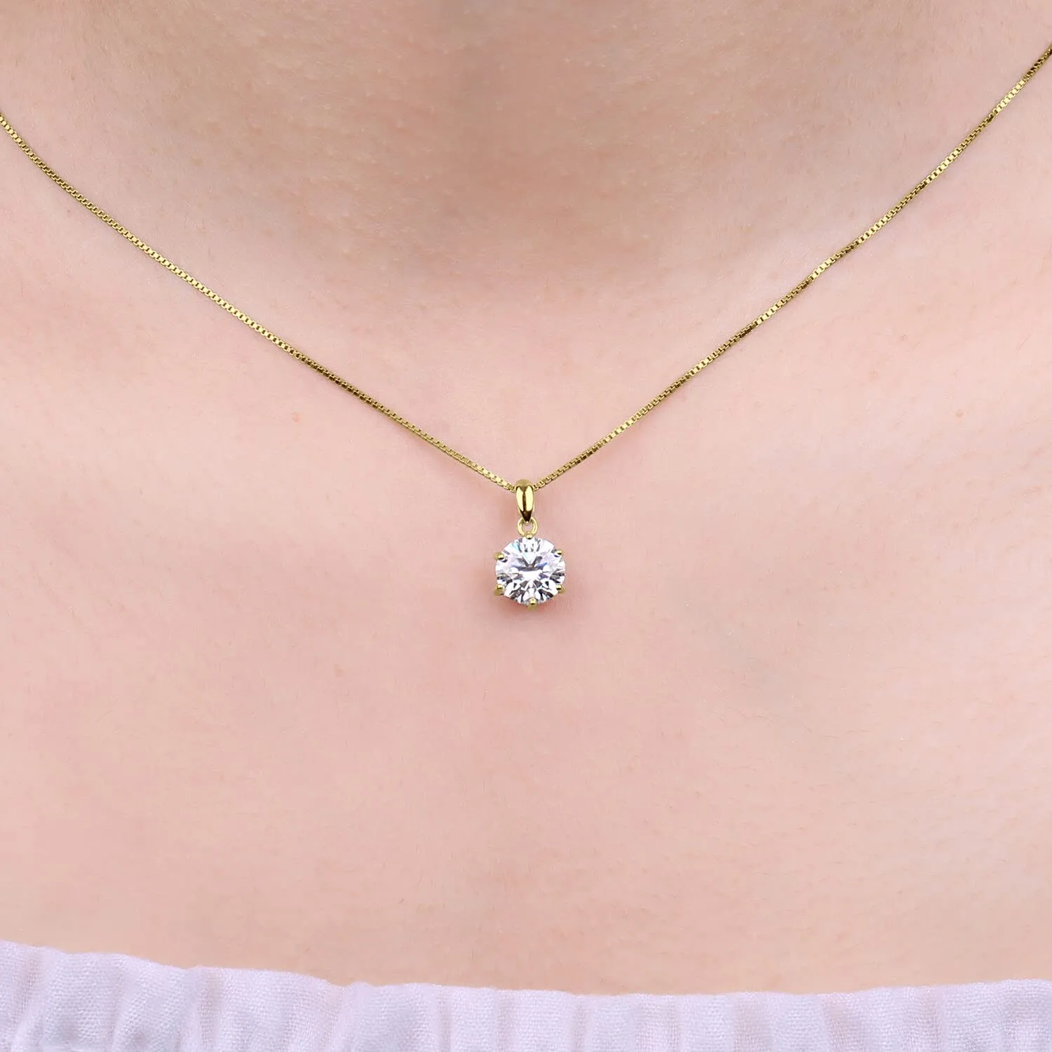 JewelryPalace 2ct Collana Solitario Donna Argento 925 con Creato Moissanite, Collana Dorata Ciondolo Pietra a Taglio Rotondo con Catena Maglia 45cm, Collane Pendenti in Oro Set Gioielli Donna - immagine 4