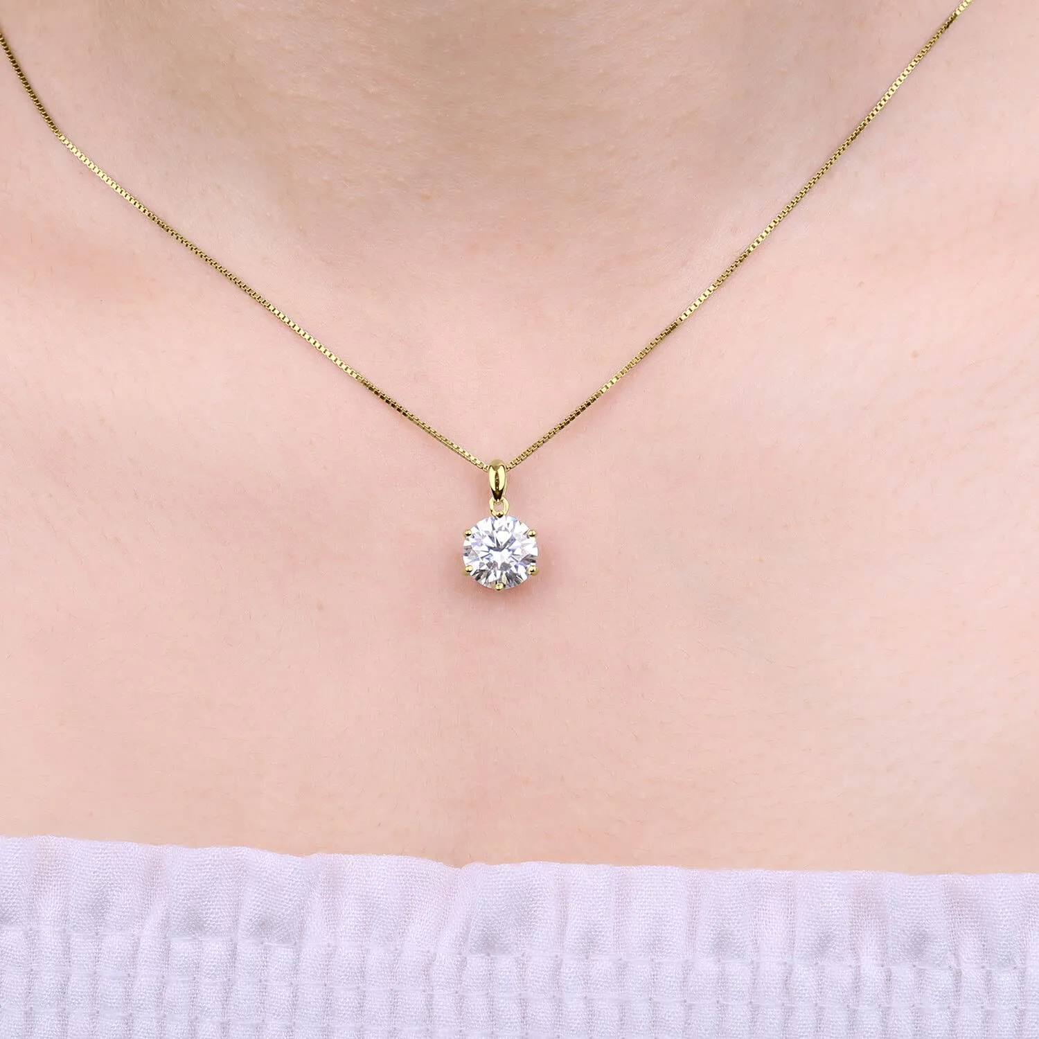 JewelryPalace 3ct Collana Solitario Donna Argento 925 con Creato Moissanite, Collana Dorata Ciondolo Pietra a Taglio Rotondo con Catena Maglia 45cm, Collane Pendenti in Oro Set Gioielli Donna - immagine 4