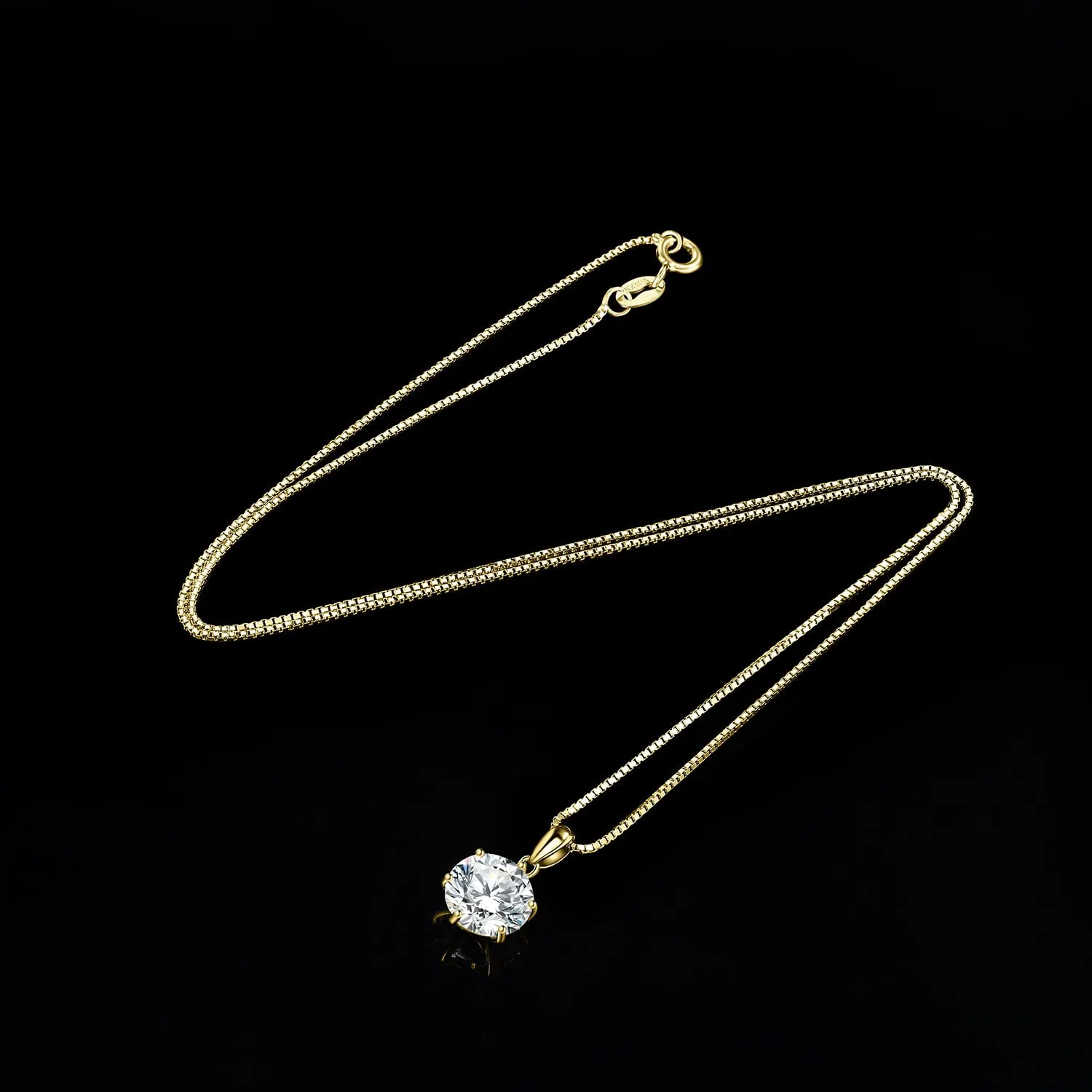 JewelryPalace 3ct Collana Solitario Donna Argento 925 con Creato Moissanite, Collana Dorata Ciondolo Pietra a Taglio Rotondo con Catena Maglia 45cm, Collane Pendenti in Oro Set Gioielli Donna - immagine 5