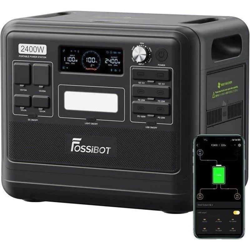 Stazione di energia Fossibot F2400 2048 Wh 3 prese AC LiFePO4 UPS - immagine 1