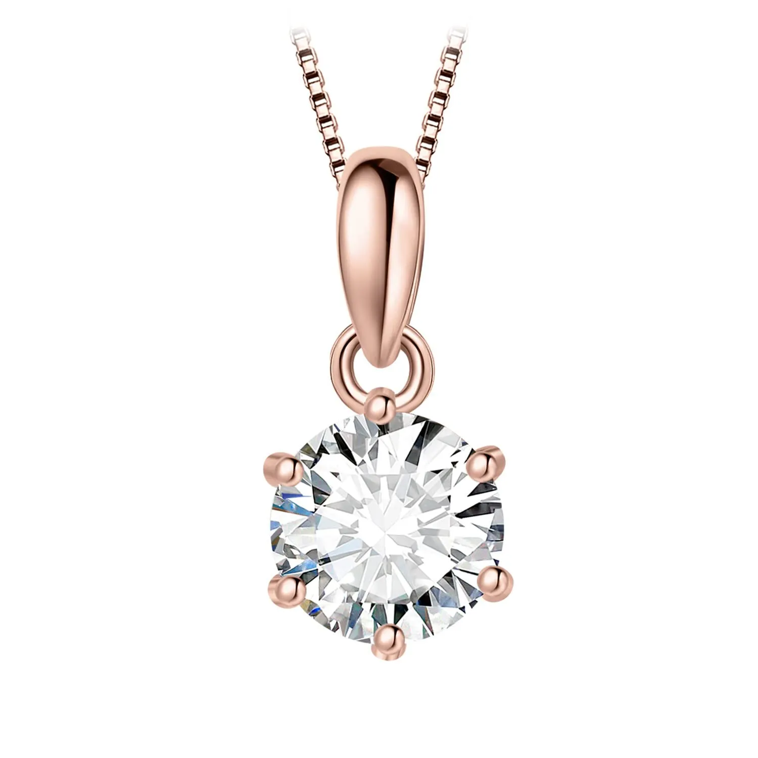 JewelryPalace 0.5ct Collana Solitario Donna Argento 925 con Creato Moissanite, Collana Ciondolo Pietra a Taglio Rotondo con Catena Maglia 45cm, Collane Pendenti in Oro Rosa Set Gioielli Donna - immagine 1