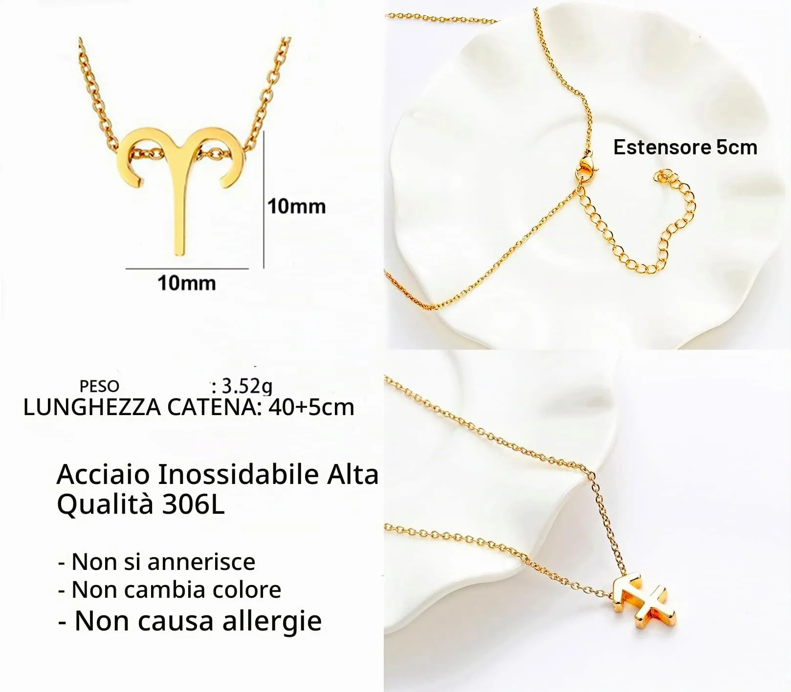 Only faith Collana del segno zodiacale in acciaio inossidabile, bella carta di significato del segno zodiacale, ciondolo oroscopo per le donne o l'uomo regalo. - immagine 3
