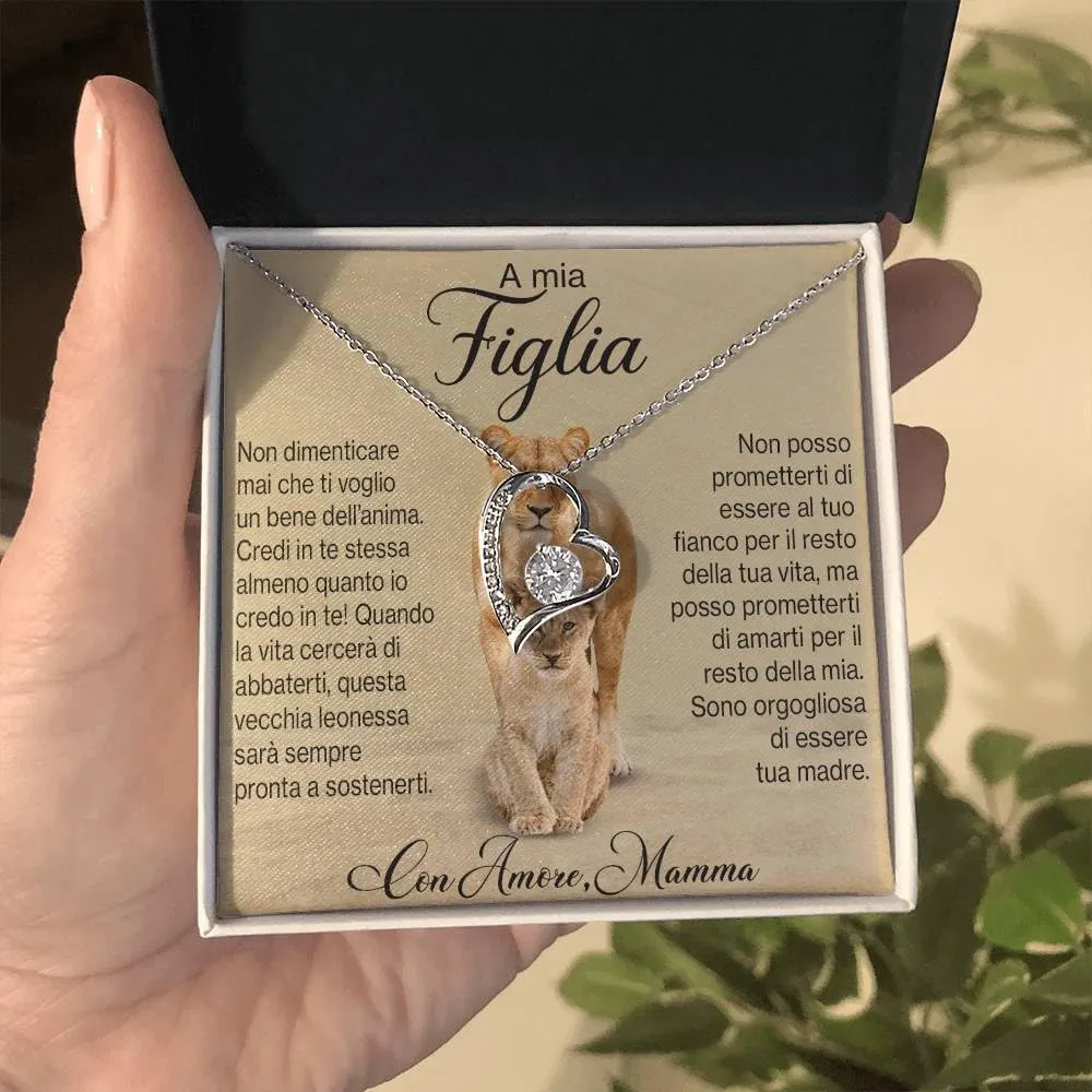 NONNA PROFESSIONISTA Collana Donna A Mia Figlia Regalo Amore Finitura in Oro, Argento Idee Regali per lei Compleanno Natale - Cofanetto con DEDICA incluso (Argento - Figlia 5) - immagine 2