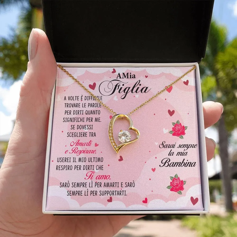 NONNA PROFESSIONISTA Collana Donna Figlia Dorata Nipote Amore Finitura in Oro, Argento Idee Regali per lei Compleanno Natale - Cofanetto con DEDICA incluso (Oro - Figlia 6) - immagine 2