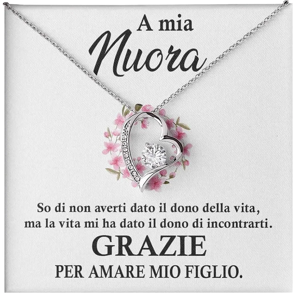 NONNA PROFESSIONISTA Collana Donna A mia Nuora Amore Finitura in Oro, Argento Idee Regali per lei Compleanno Natale Matrimonio - Cofanetto con DEDICA incluso (Argento - Nuora) - immagine 1