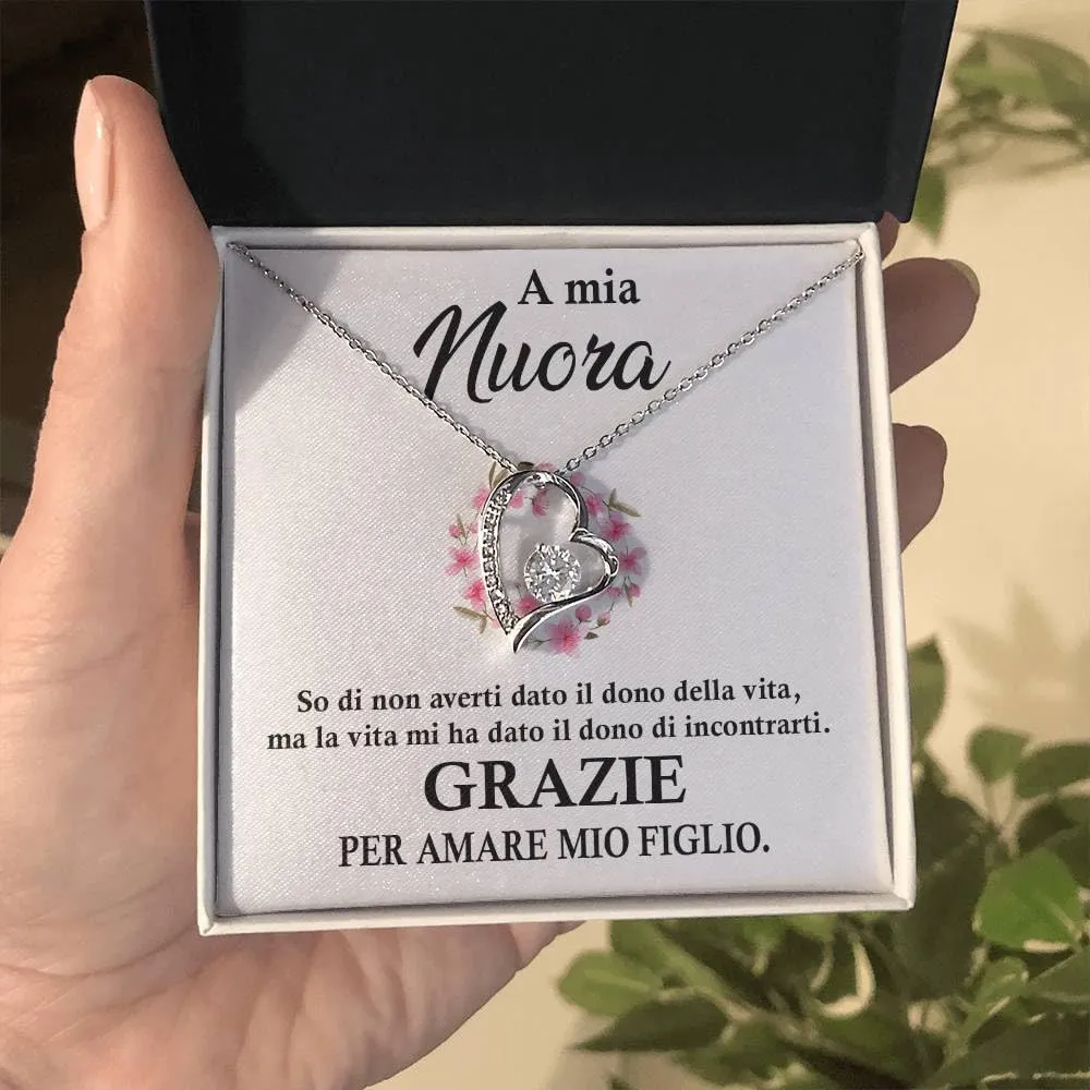 NONNA PROFESSIONISTA Collana Donna A mia Nuora Amore Finitura in Oro, Argento Idee Regali per lei Compleanno Natale Matrimonio - Cofanetto con DEDICA incluso (Argento - Nuora) - immagine 2