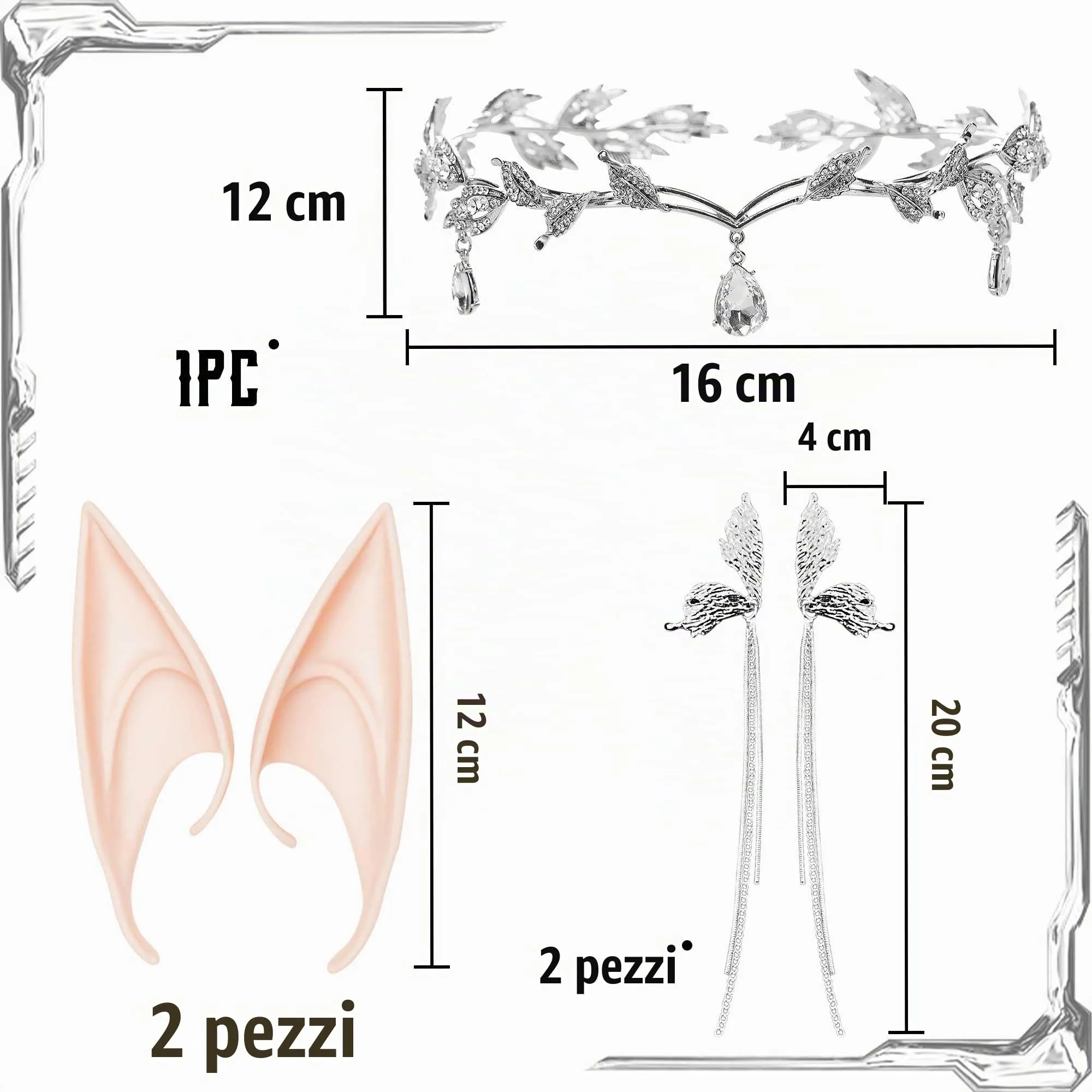 LaVenty lusso orecchio elfo orecchini clip orecchie elfo copricapo ali - immagine 3