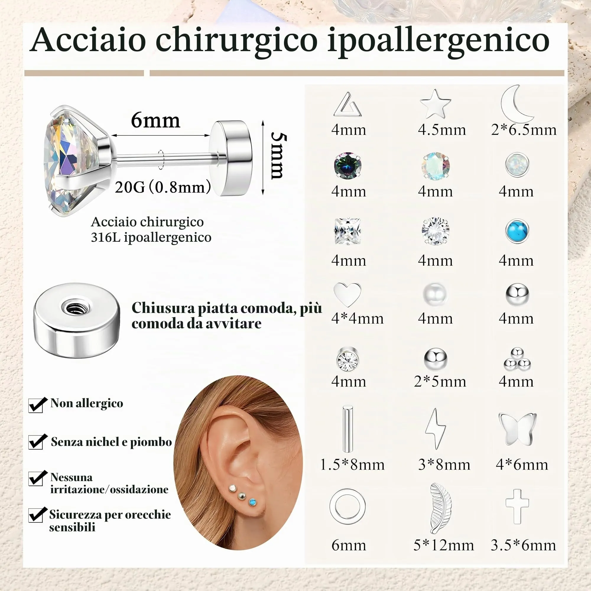Diamday 21 Paia Orecchini acciaio inossidabile Donna Orecchini - immagine 4