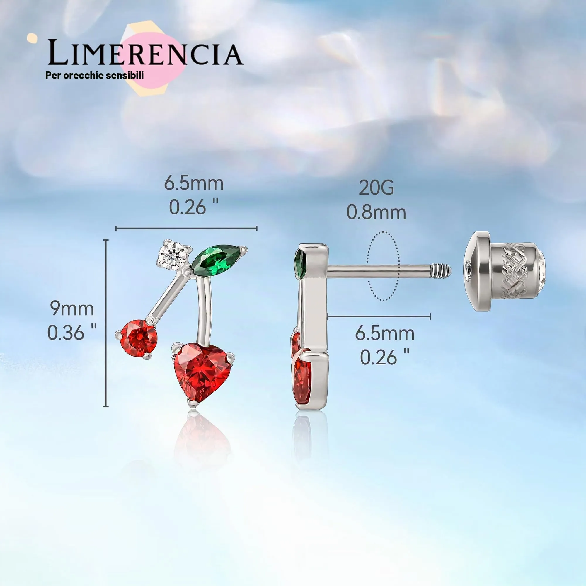 Limerencia Orecchini in Titanio Medico orecchino G23 Anallergici Stud per Orecchie Sensibili - immagine 5