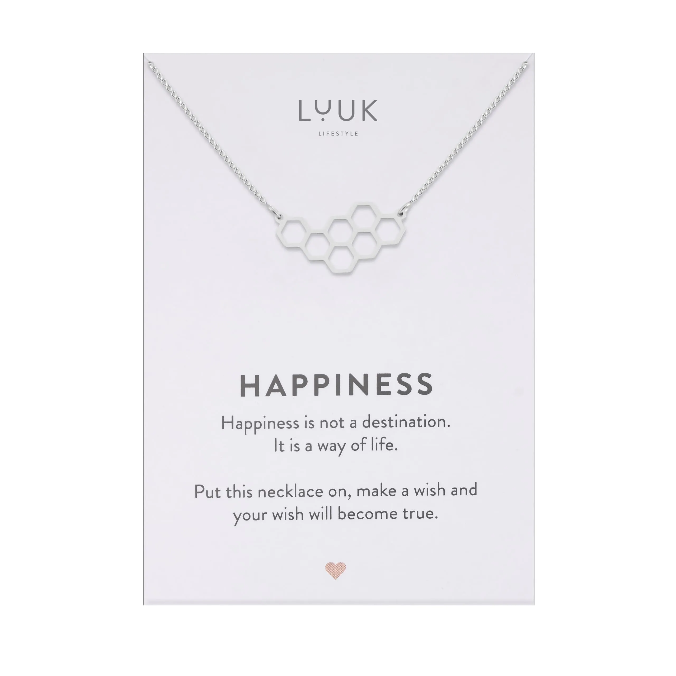 LUUK LIFESTYLE Collana con Ciondolo Favo di Miele, Argento, 50cm - immagine 1