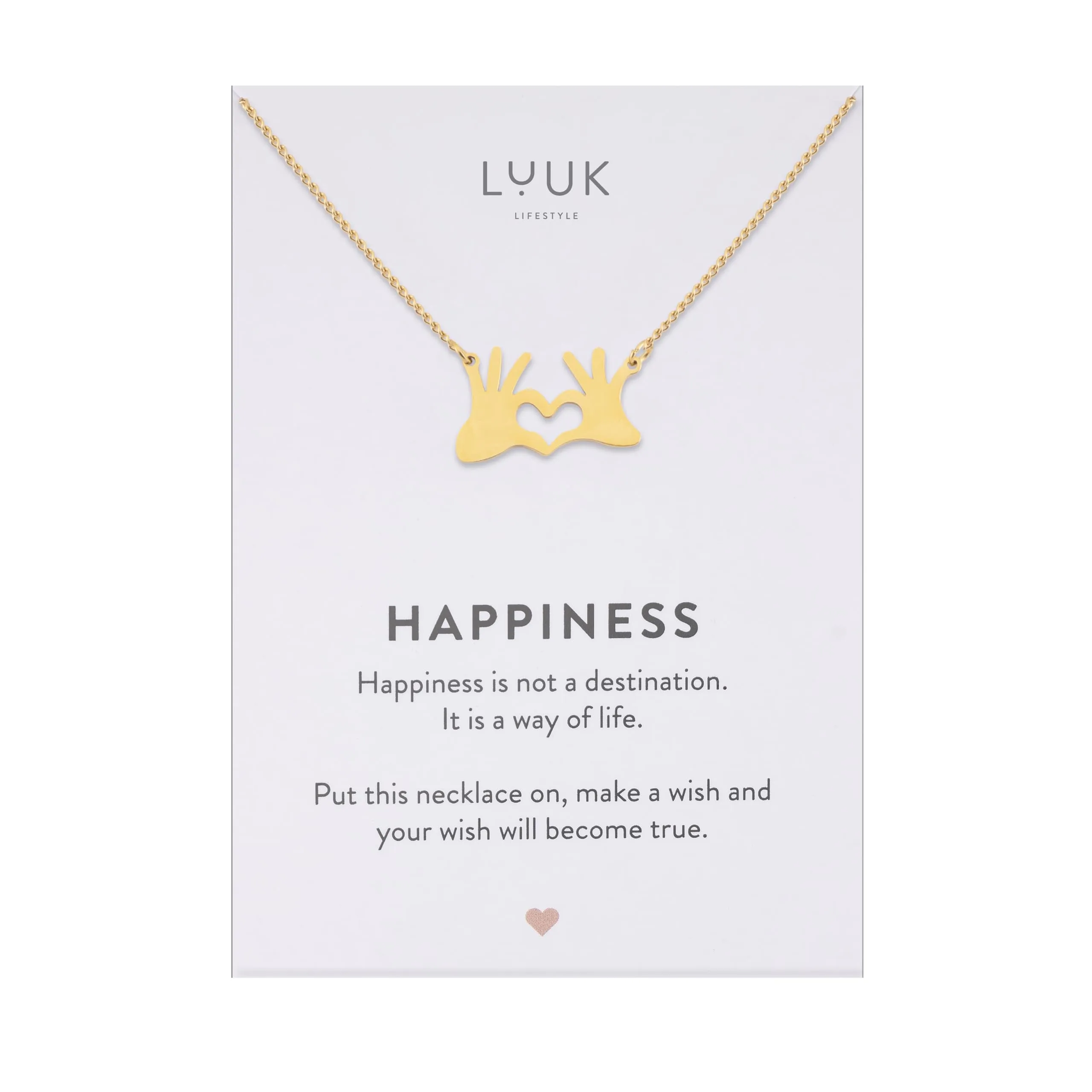 LUUK LIFESTYLE Collana Acciaio Inox con Ciondolo Mani a Cuore, Oro, 50cm - immagine 1