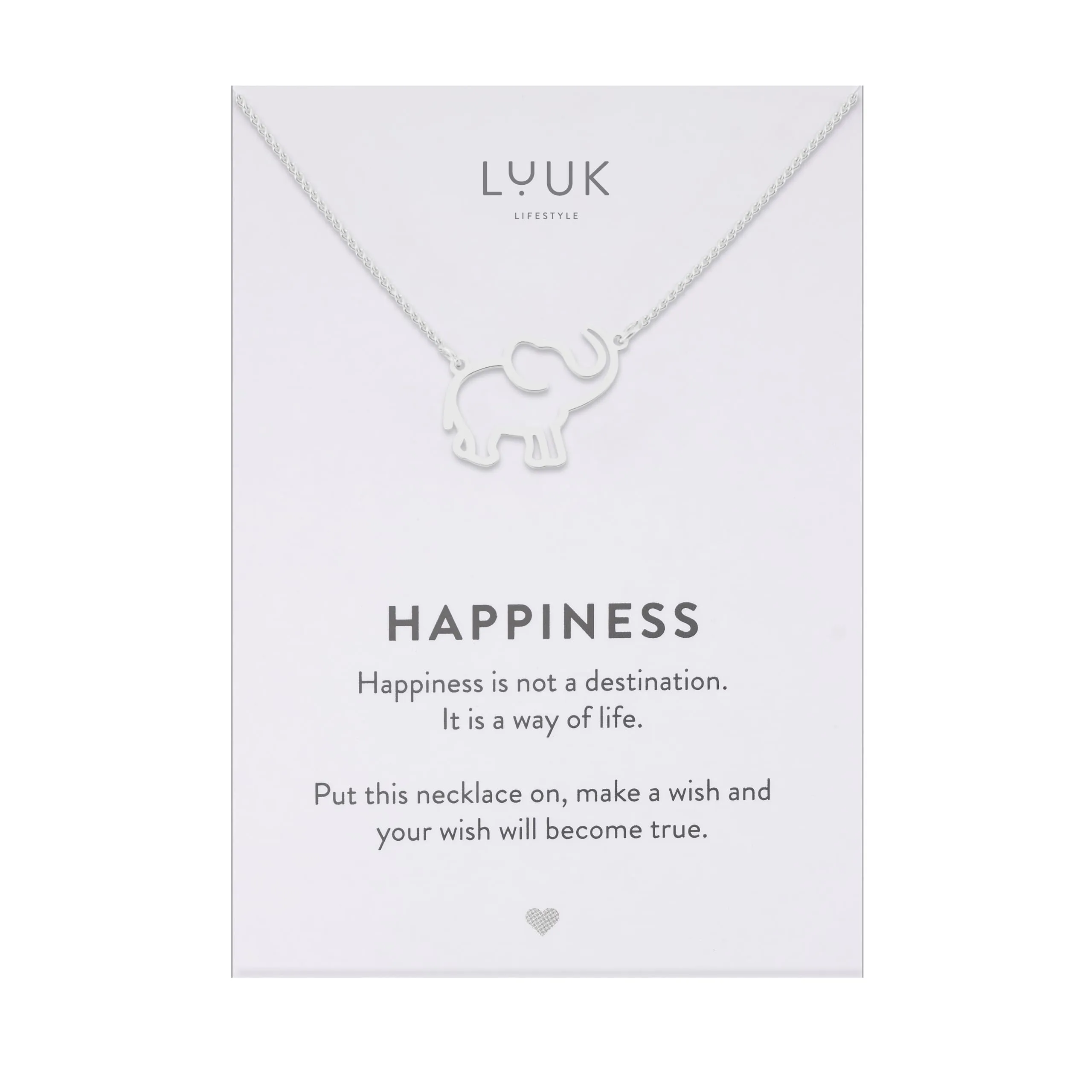 LUUK LIFESTYLE Collana Acciaio Inox con Ciondolo Elefante, Argento, 50cm - immagine 1