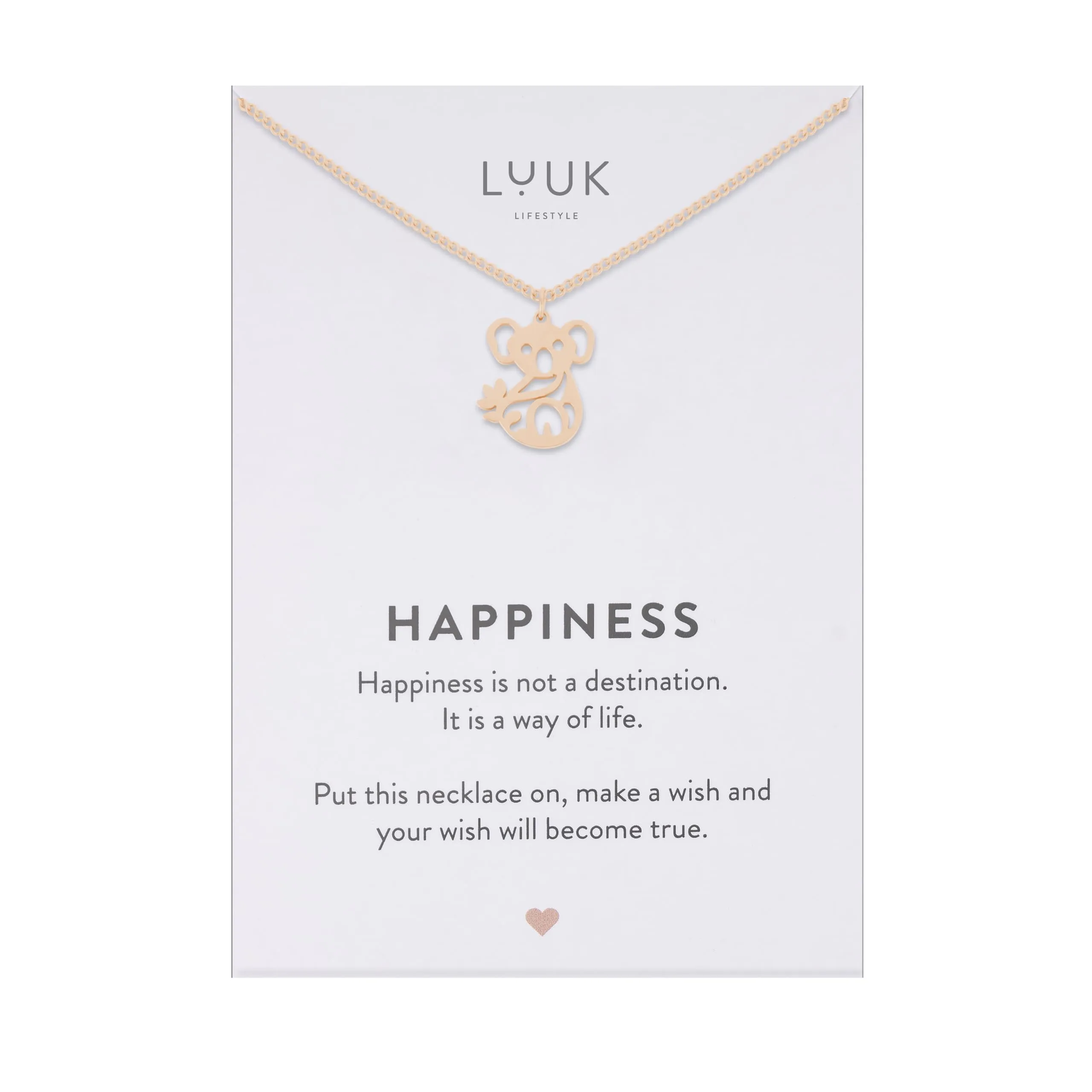 LUUK LIFESTYLE Collana Acciaio Inox con Ciondolo Koala, Oro Rosa, 50cm - immagine 1