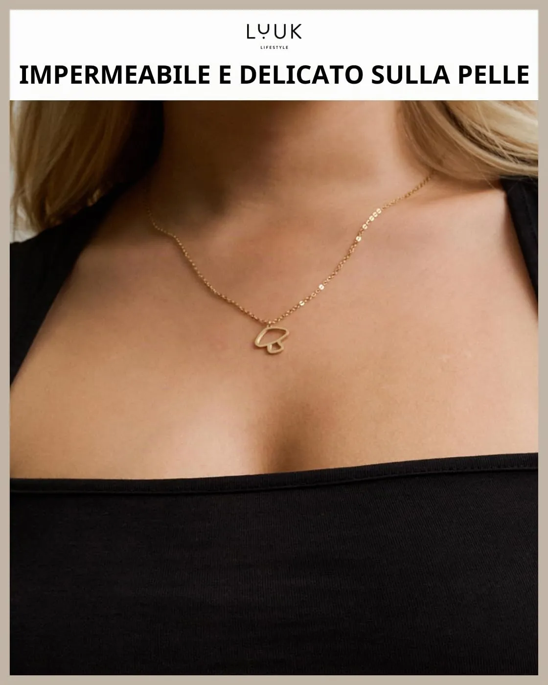 LUUK LIFESTYLE Collana con Ciondolo Fungo, Oro, 50cm - immagine 2