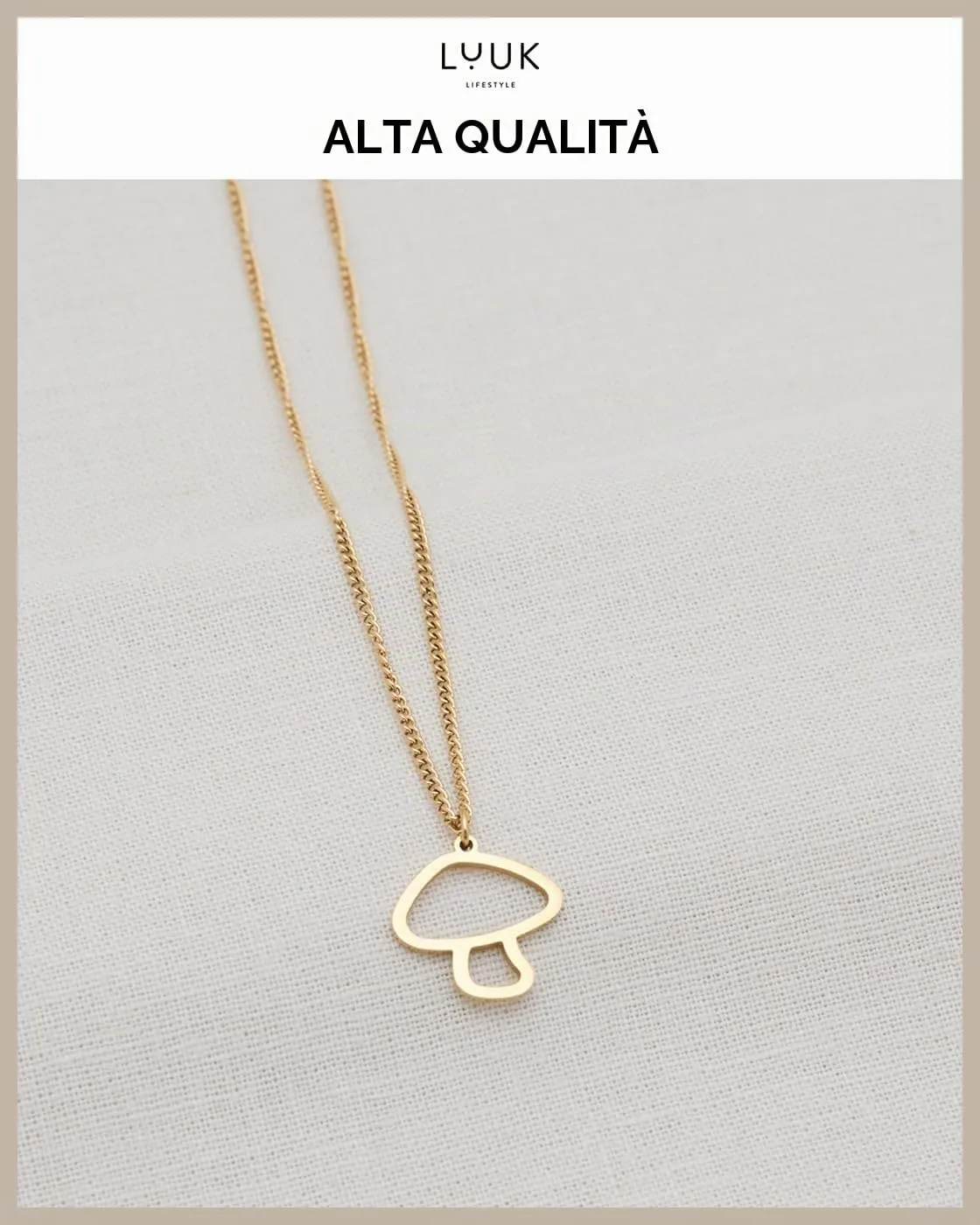 LUUK LIFESTYLE Collana con Ciondolo Fungo, Oro, 50cm - immagine 4