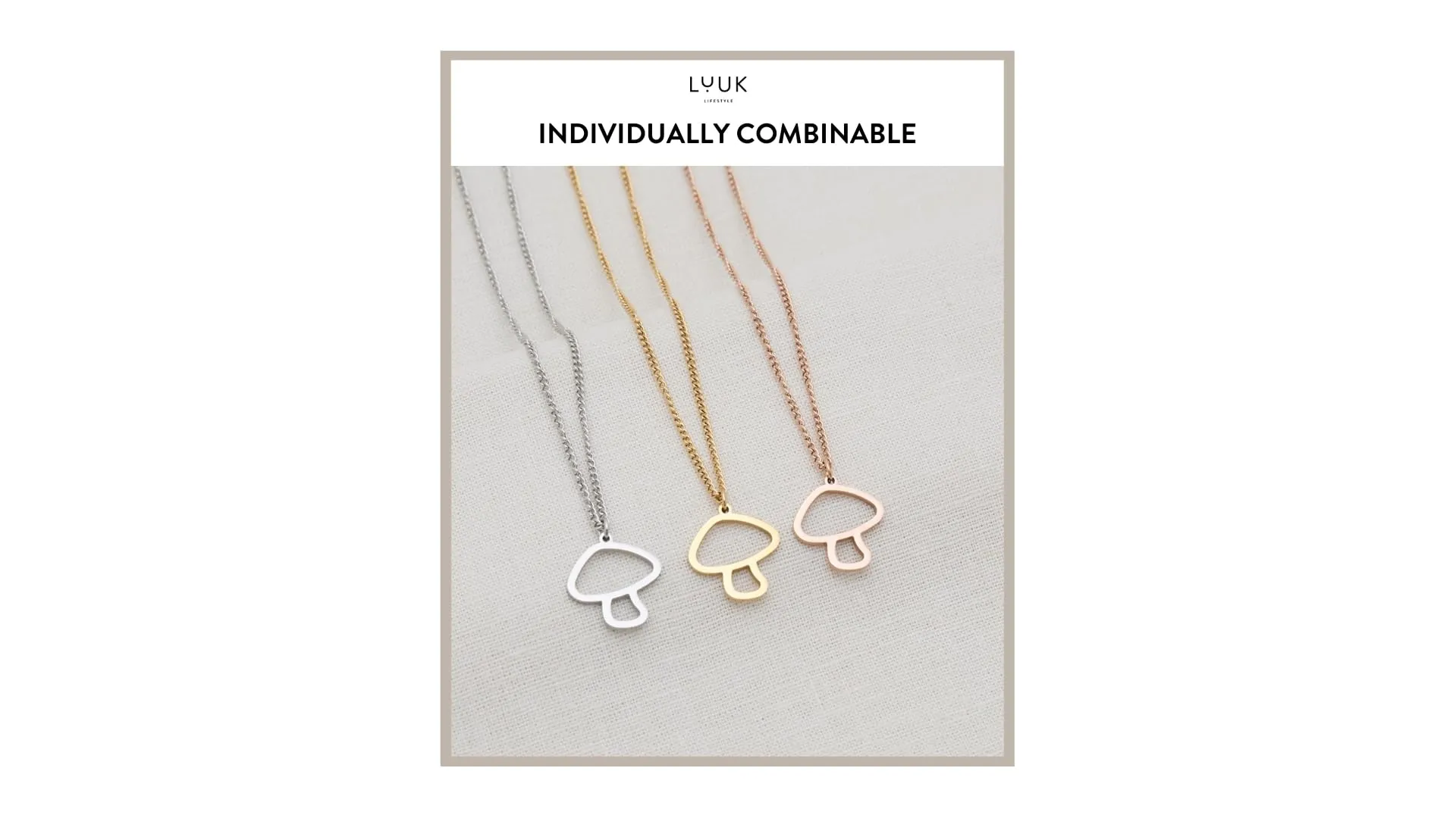 LUUK LIFESTYLE Collana con Ciondolo Fungo, Oro, 50cm - immagine 5