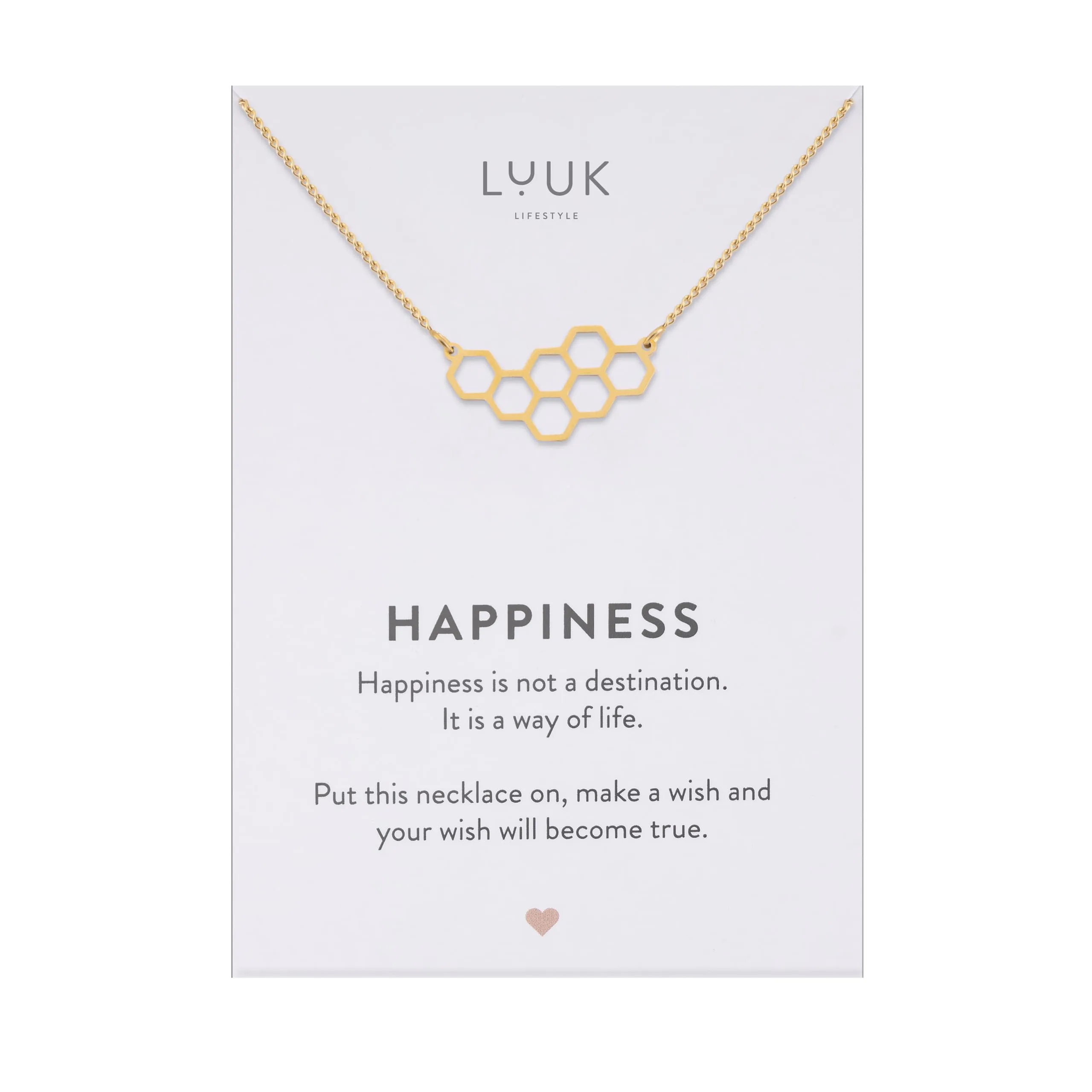 LUUK LIFESTYLE Collana con Ciondolo Favo di Miele, Oro, 50cm - immagine 1