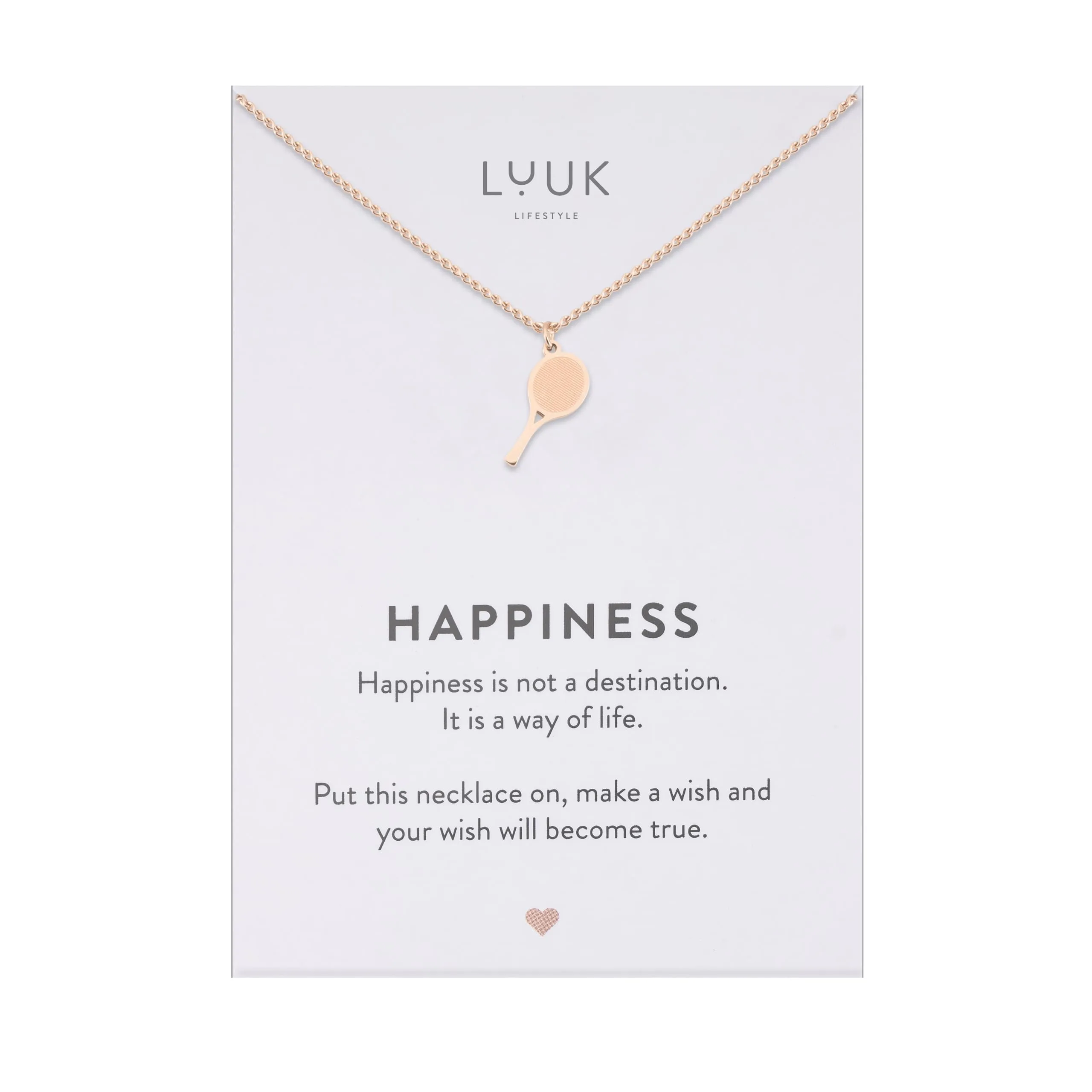 LUUK LIFESTYLE Collana con Ciondolo Racchetta da Tennis, Oro Rosa, 50cm - immagine 1