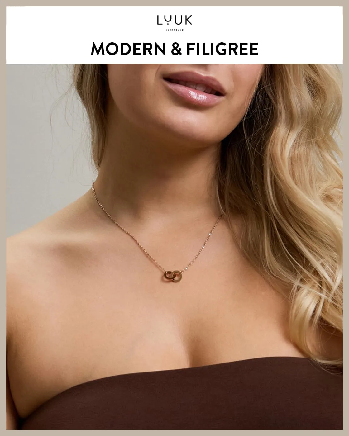 LUUK LIFESTYLE Collana con Ciondolo Infinito, Oro Rosa, 50cm - immagine 3