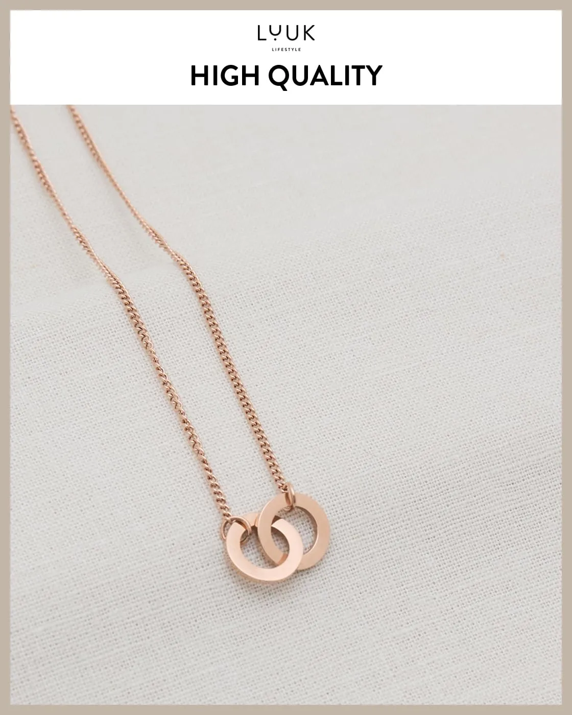 LUUK LIFESTYLE Collana con Ciondolo Infinito, Oro Rosa, 50cm - immagine 4