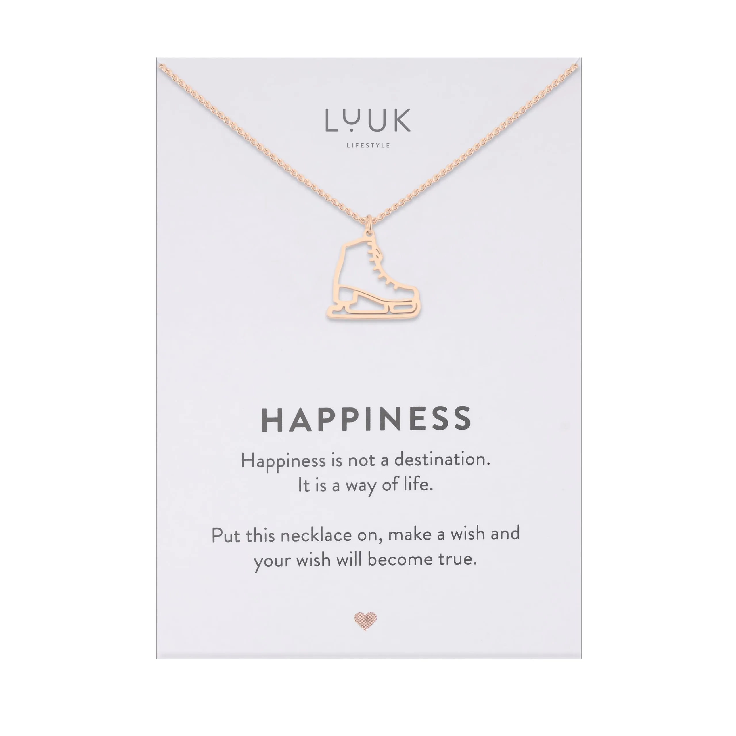 LUUK LIFESTYLE Collana con Ciondolo Pattino da Ghiaccio, Oro Rosa, 50cm - immagine 1