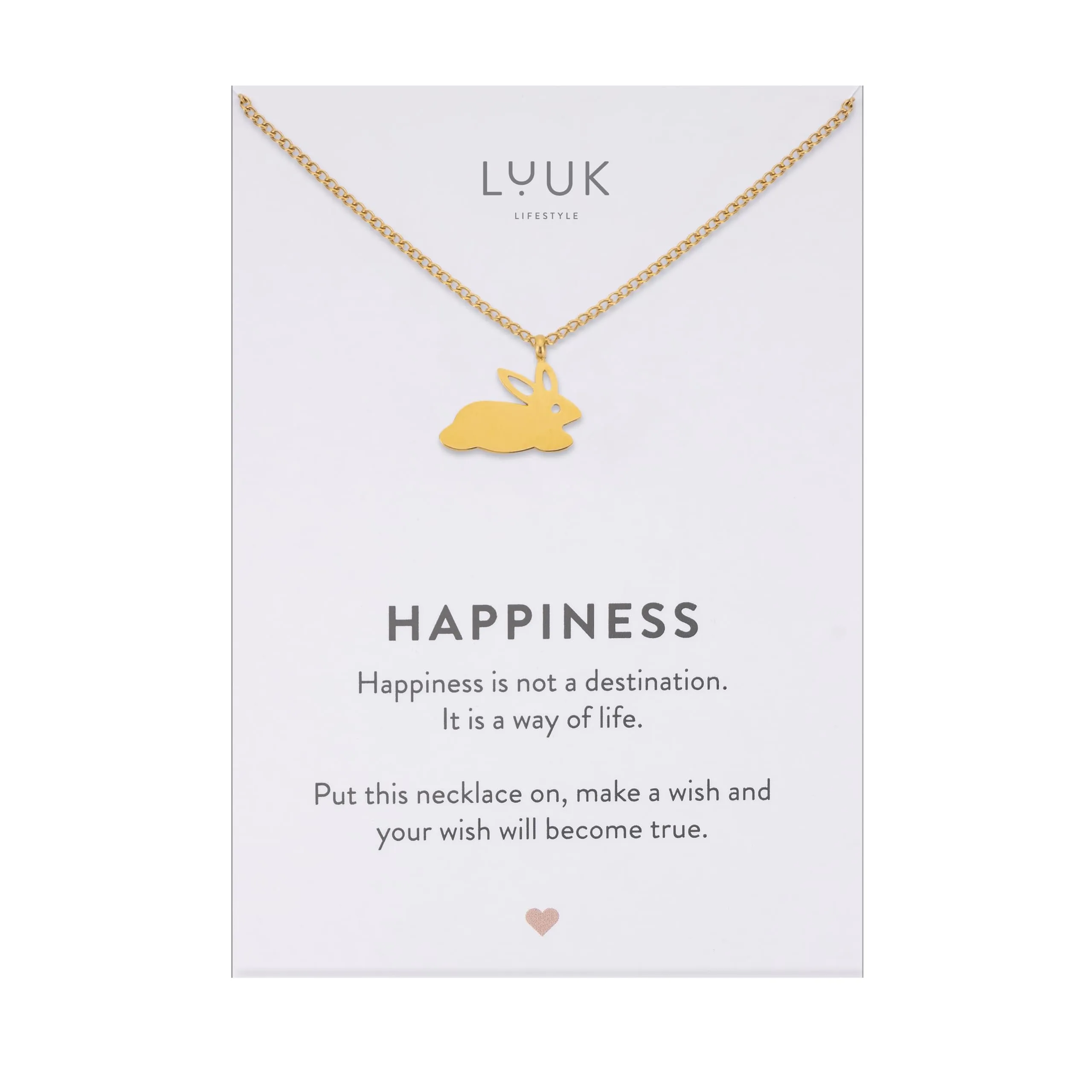 LUUK LIFESTYLE Collana Acciaio Inox con Ciondolo Coniglio, Oro, 50cm - immagine 1
