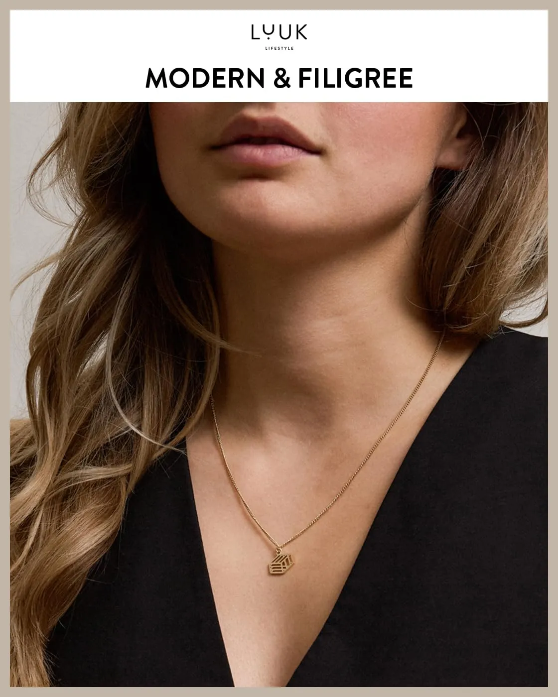 LUUK LIFESTYLE Collana con Ciondolo Dado, Oro, 50cm - immagine 3